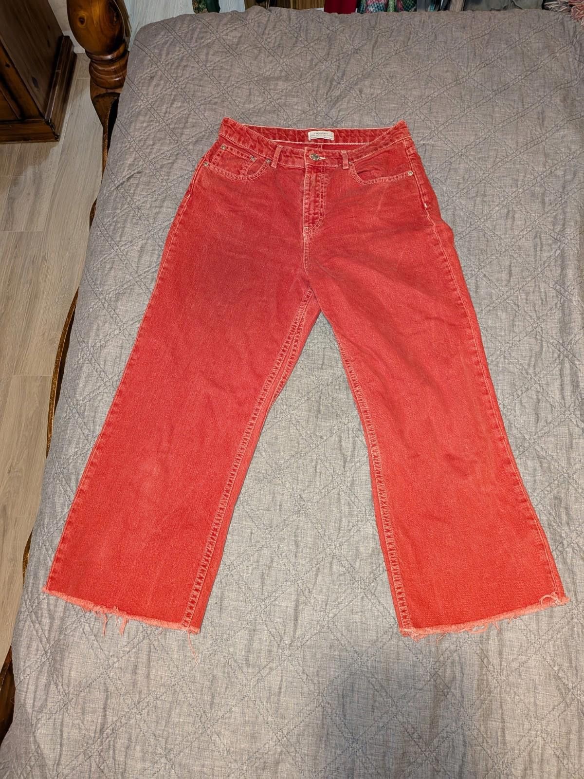 Zara Zara Woman Premium Red Straight Leg High Wasted Denim Jeans Size 27" / US 4 / IT 40 - 1 Thumbnail