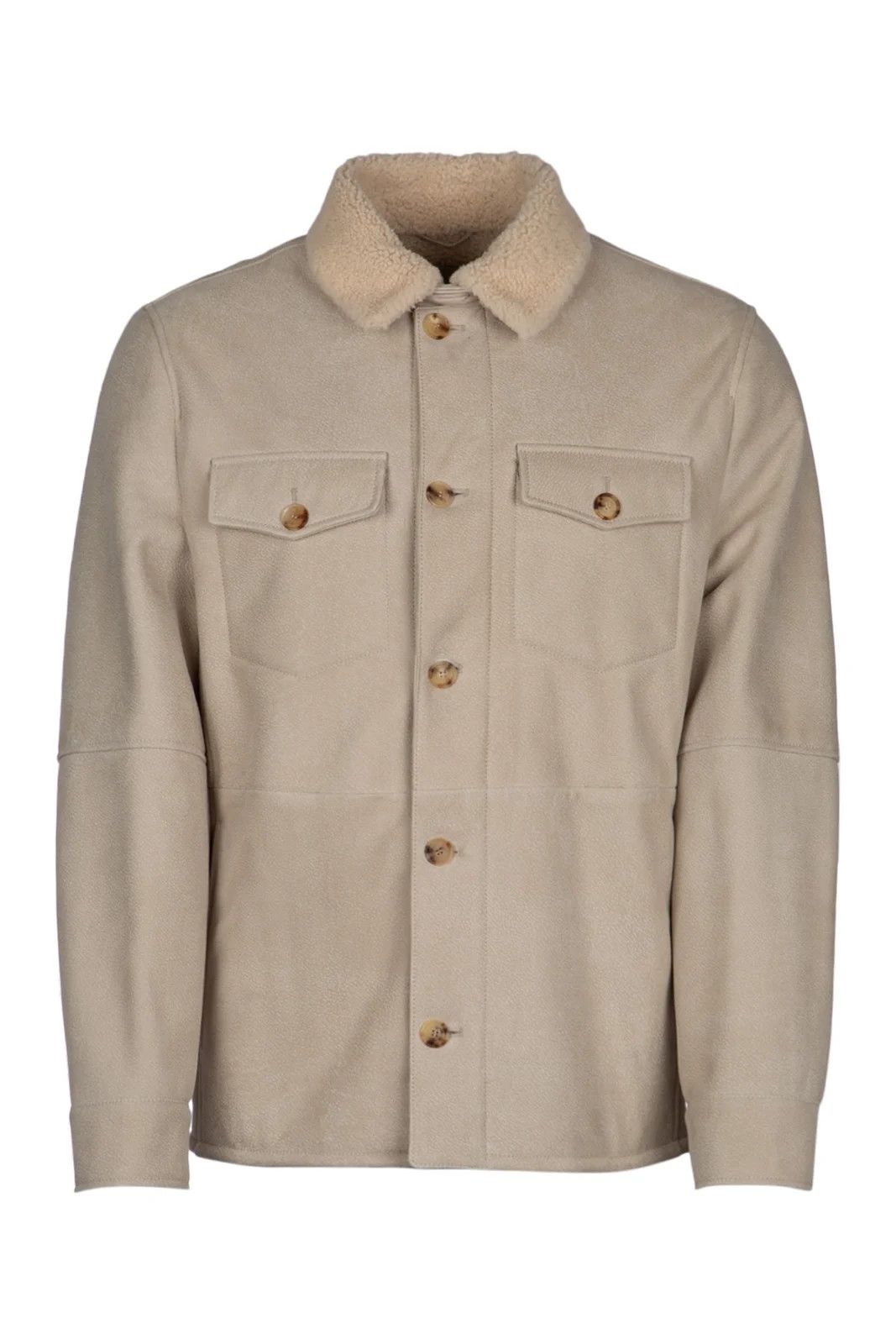 o1w1db11225 Long Sleeved Button Up Jacket in Light Beige