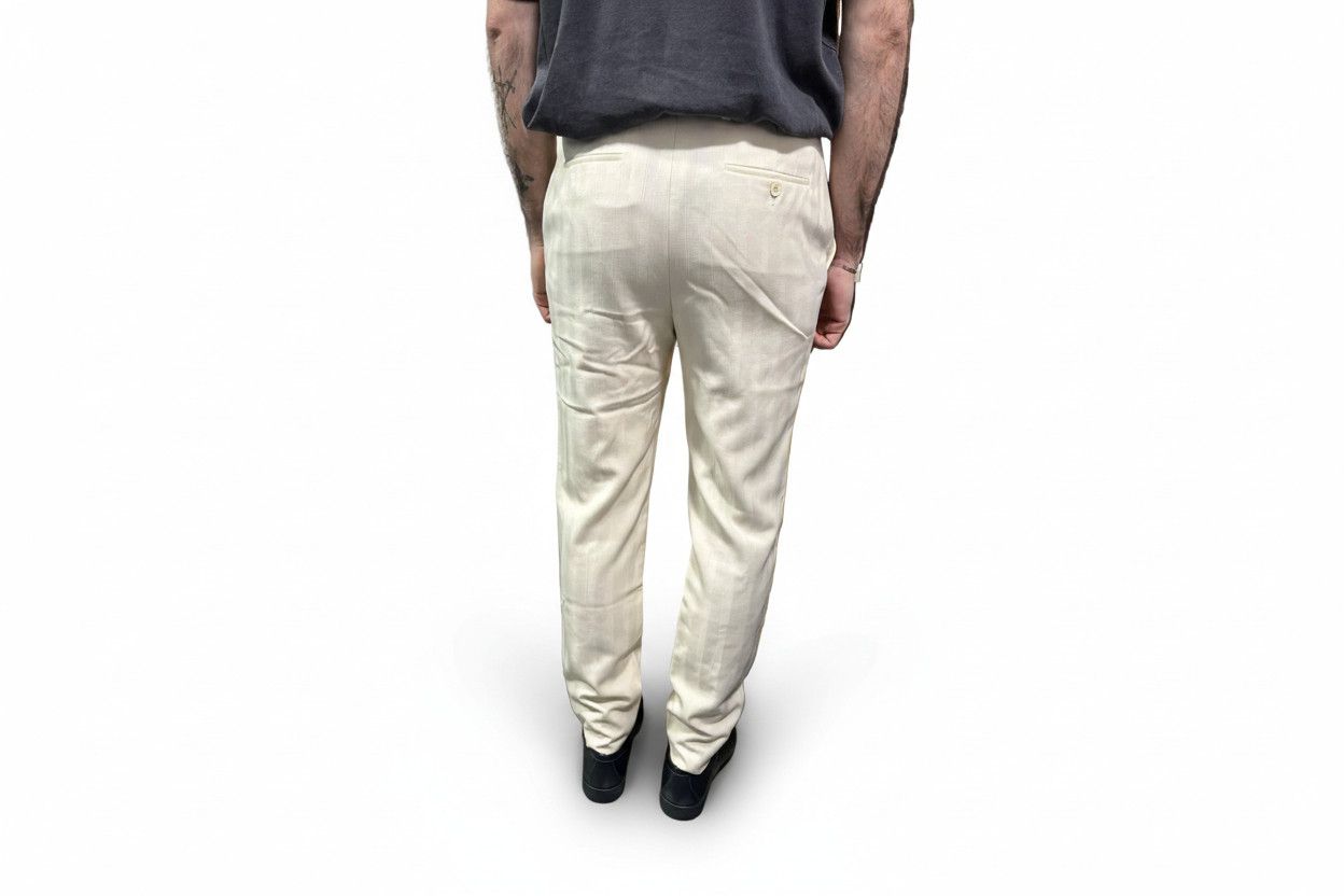 Saint Laurent Paris Craie Satin Stripe Tailored Trousers Size US 34 / EU 50 - 4 Thumbnail