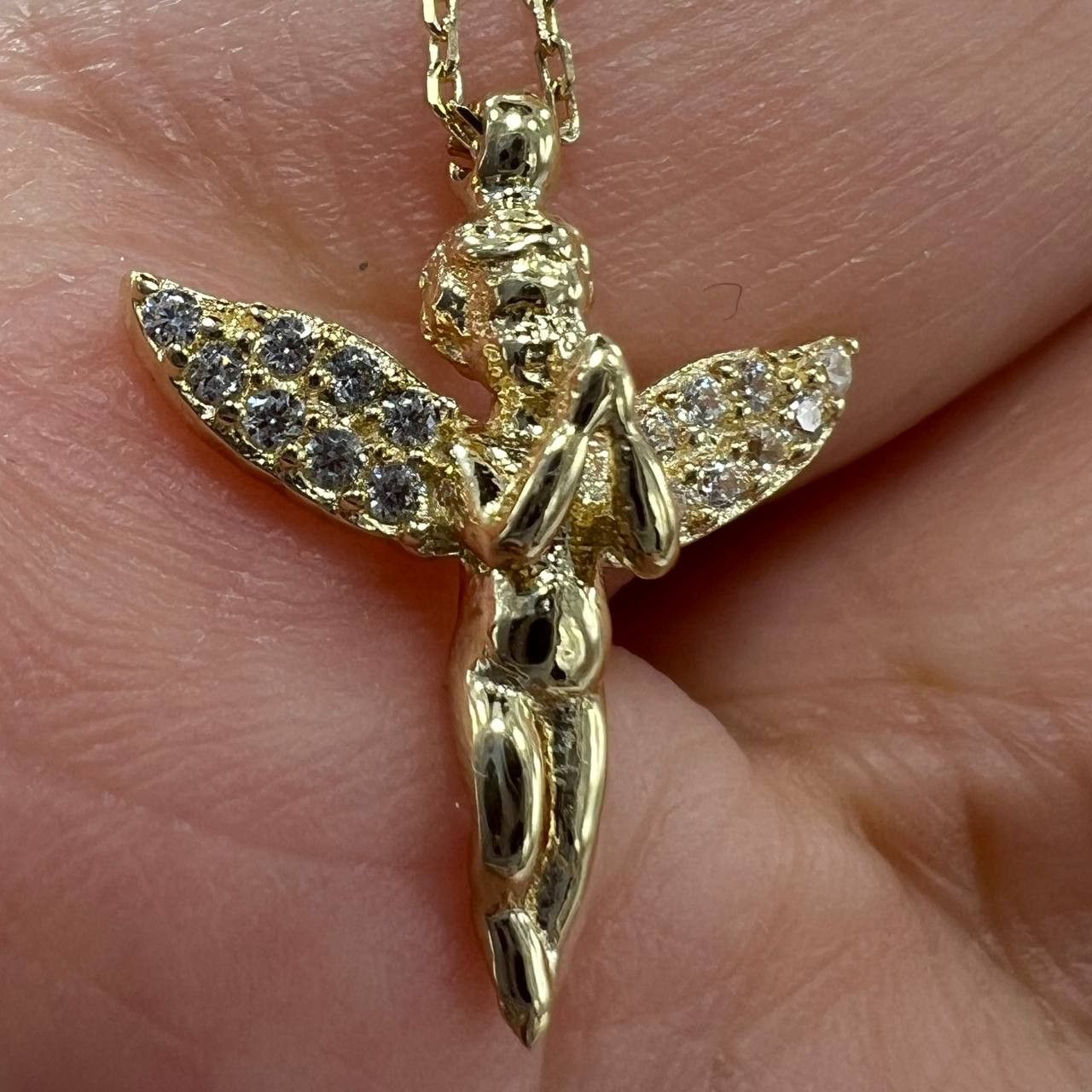 Other 14K Solid Gold Angel Pendant Necklace – Italian Design Size ONE SIZE - 8 Thumbnail