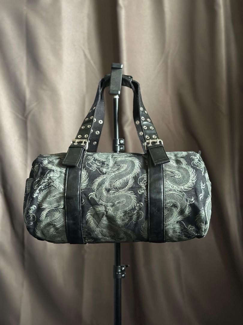 Leather Vintage Shin & Company Dragon Canvas Leather Punk Duffle Bag Size ONE SIZE - 1 Thumbnail