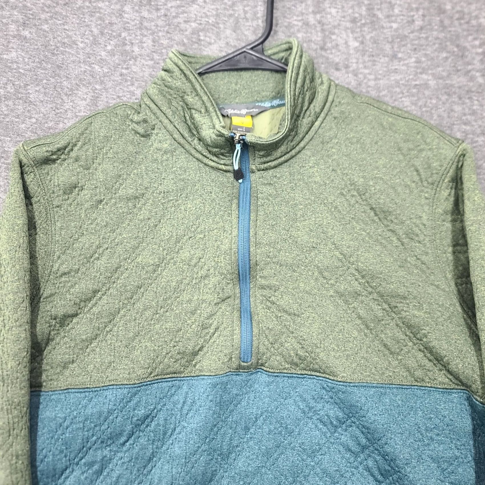 Eddie Bauer Eddie Bauer Men's L Pullover Quilted Fleece 1/4 Zip Geometric Green Teal Shirt Sweater Winter Hiking Threads Mens Size US L / EU 52-54 / 3 - 5 Thumbnail