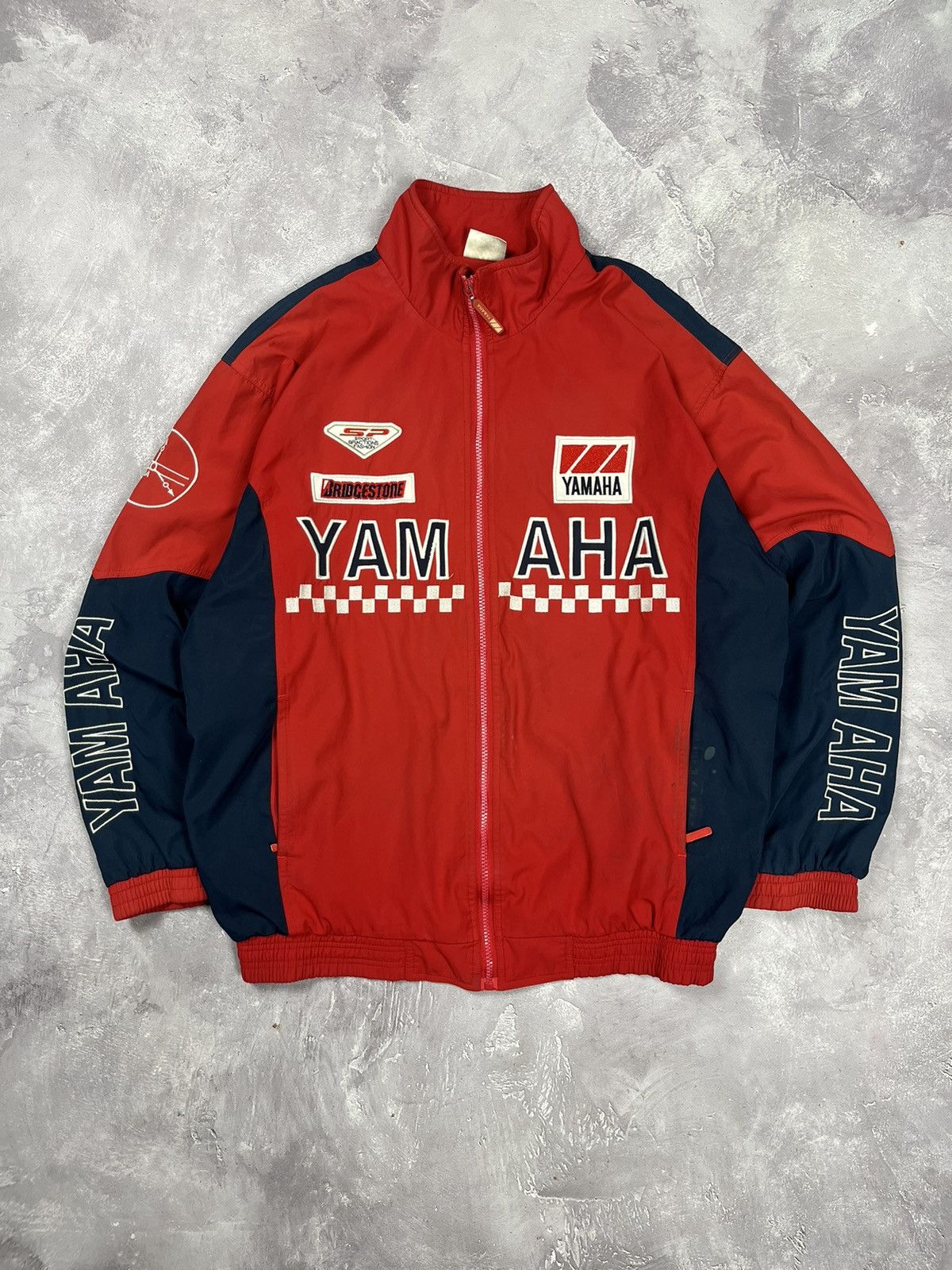 Vintage Yamaha Bridgestone Racing Jacket Red Big Logo