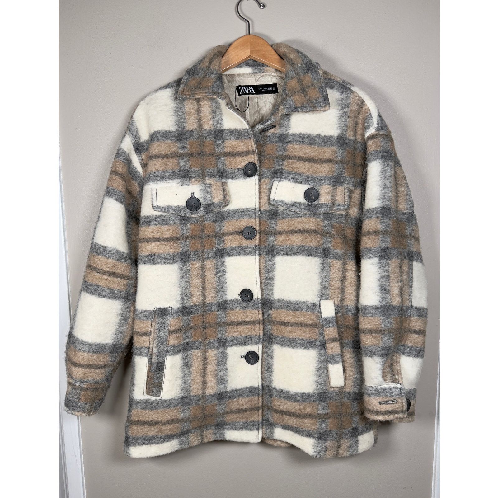 Zara NWOT Zara Wool Oversized Plaid Shacket Overshirt M Size M / US 6-8 / IT 42-44 - 3 Thumbnail