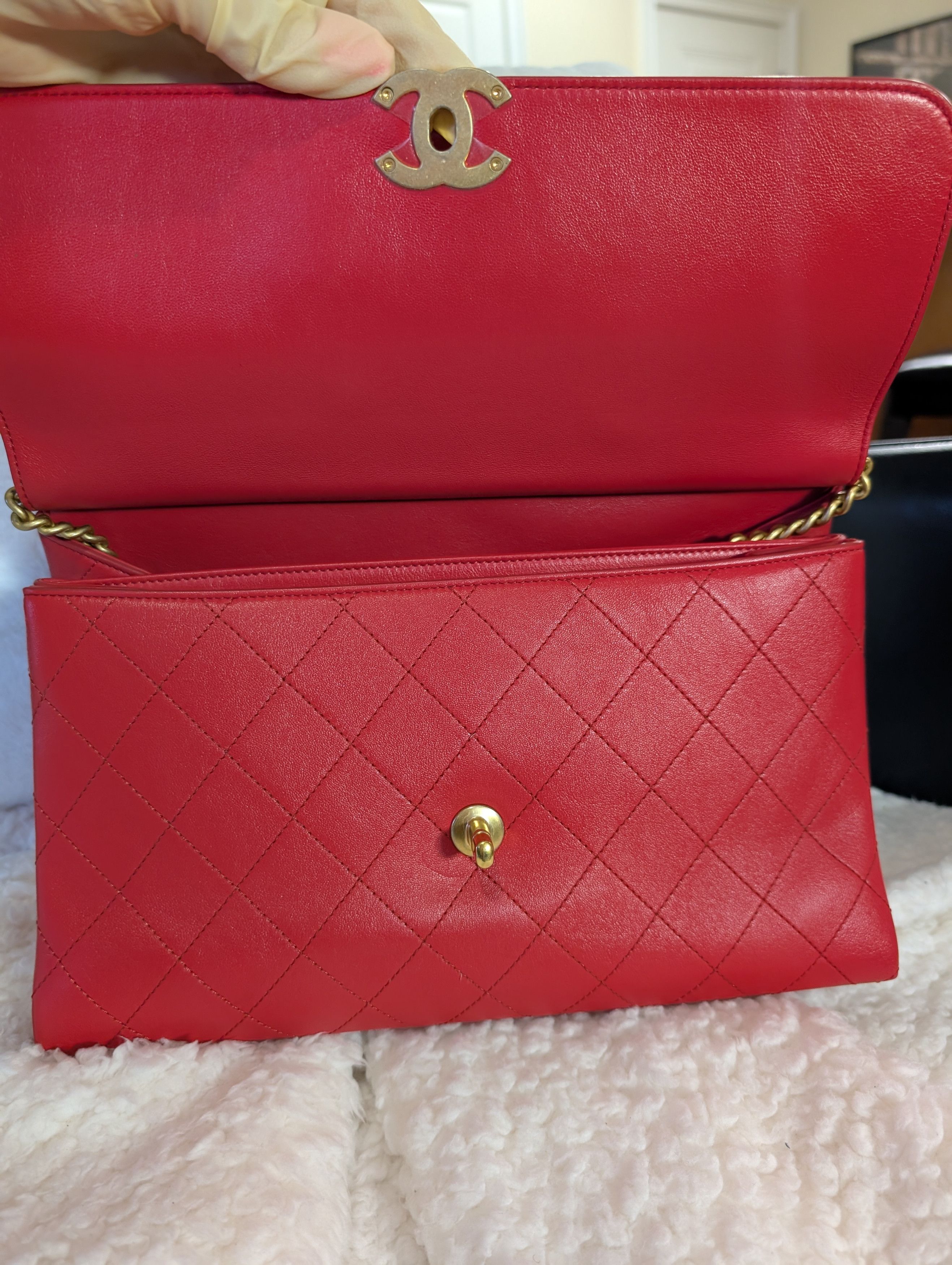Chanel CHANEL Red Quilted Top Handle Shoulder Bag Size ONE SIZE - 13 Thumbnail