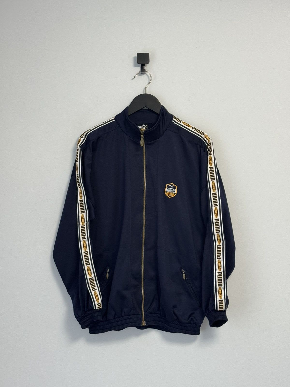 Puma Vintage Puma King Track Jacket Navy Blue Tape Logo Size US XL / EU 56 / 4 - 1 Thumbnail