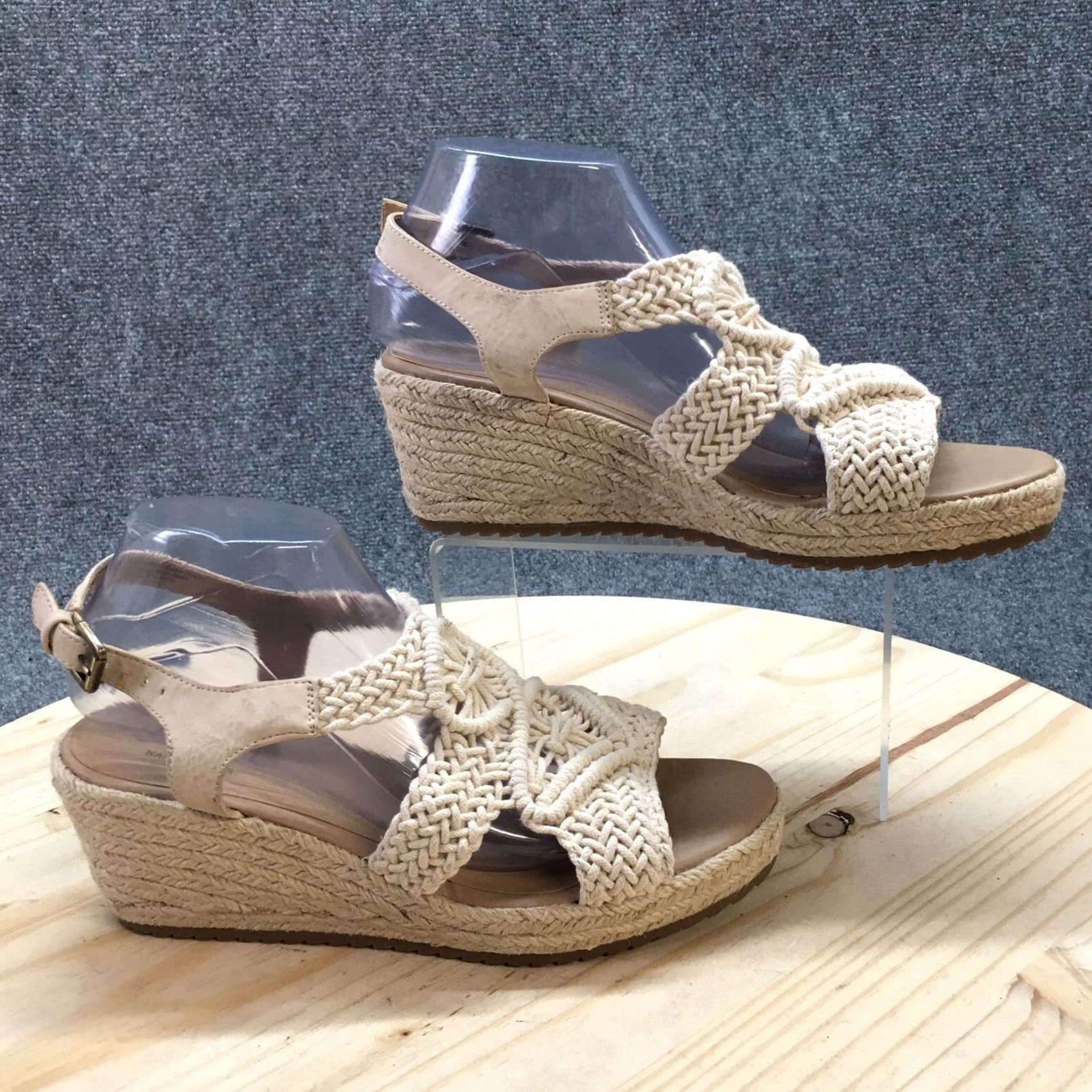Vintage Soul Naturalizer Oasis Espadrille Wedge Slingback Sandals Womens 9.5 M Ivory Cream Buckle Open Toe Casual Fashion Shoes Size US 10 / IT 40 - 2 Thumbnail