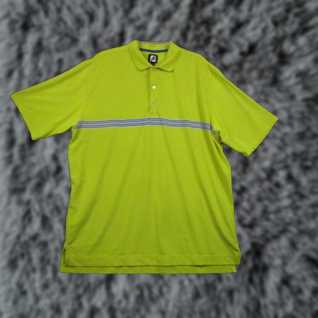 Footjoy Footjoy FJ Shirt Polo 2XL Men Short Sleeve Golf Neon Yellow Stripe Stretch Shirt Size US XXL / EU 58 / 5 - 1 Thumbnail
