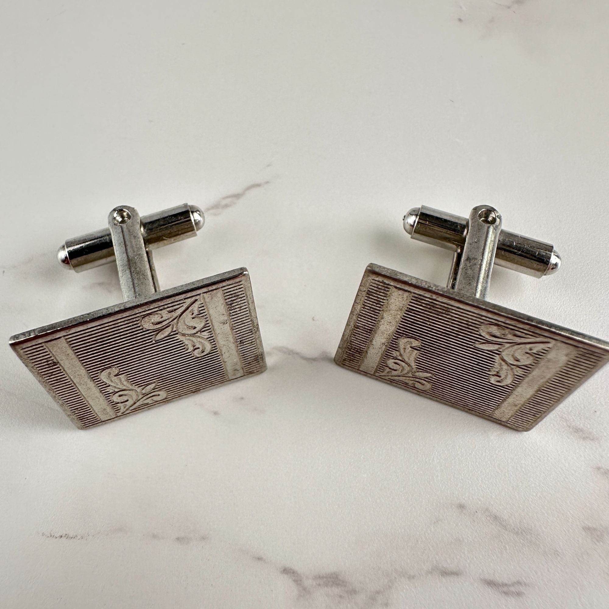 Vintage Vintage Silver Tone Cufflinks – Classic 60s Design Size ONE SIZE - 3 Thumbnail