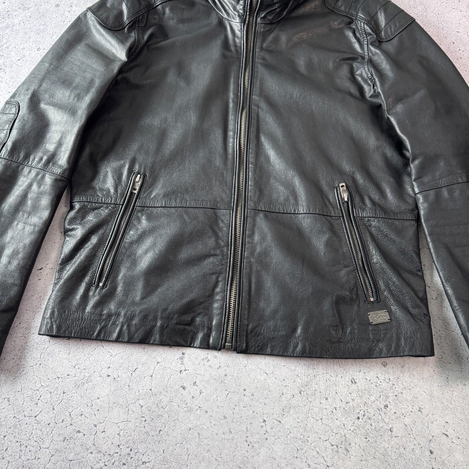 Diesel Diesel Superior Vintage Leather Biker Jacket Black Bomber Size US XL / EU 56 / 4 - 3 Thumbnail