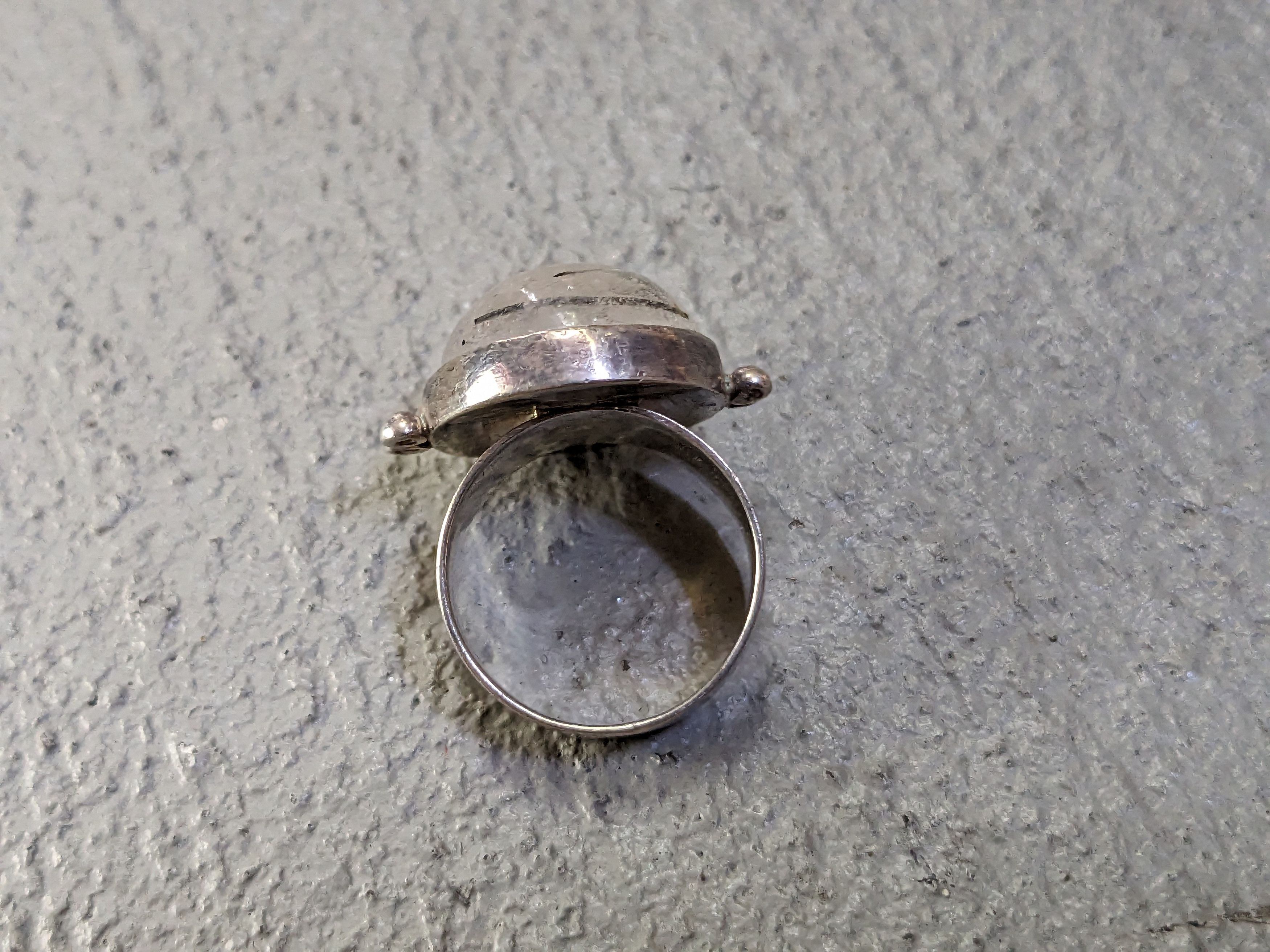 Jewelry Sterling Silver Ring Size 6 Rutilated Quartz Round Modern Size ONE SIZE - 6 Thumbnail