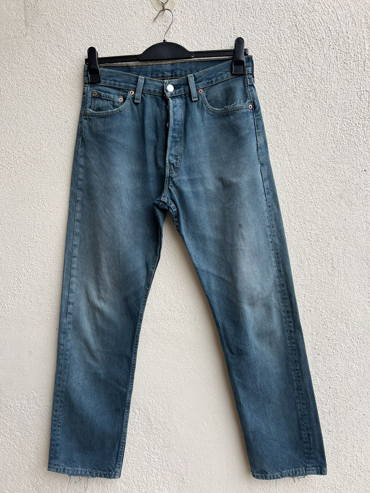 Levi's Vintage 90s Levi’s 501 Distress Mud Fade Green Denim Jeans Size US 30 / EU 46 - 20 Thumbnail