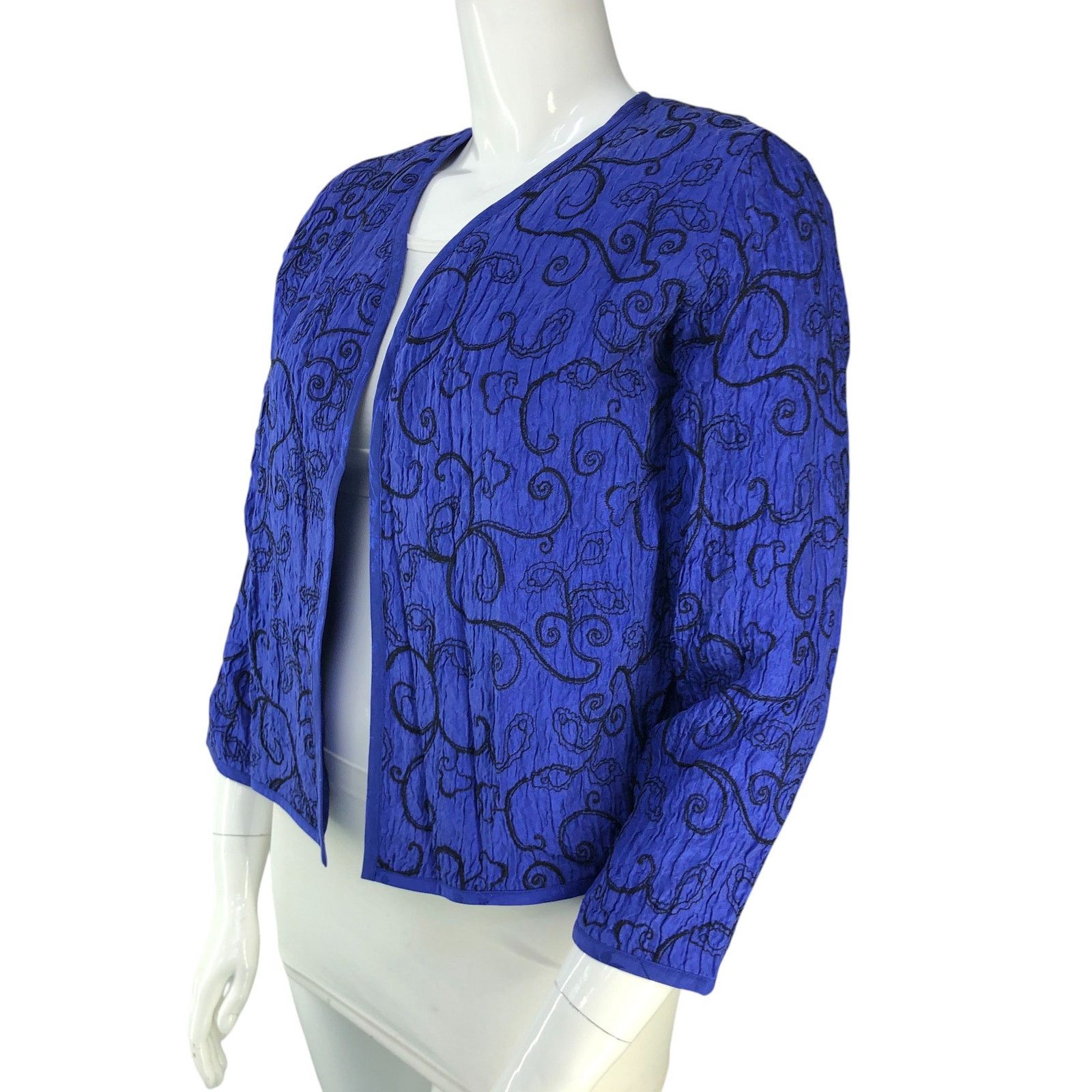 Chicos Chicos Size 1 US 8 Cardigan Open Front Silk Embroidered Size M / US 6-8 / IT 42-44 - 4 Thumbnail