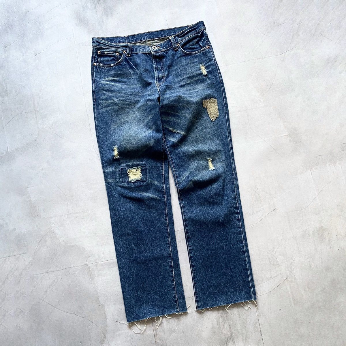 Levi's Archive Japan Levi’s 501 Distressed Sashiko Vibe Jeans Y2K Size US 34 / EU 50 - 1 Thumbnail