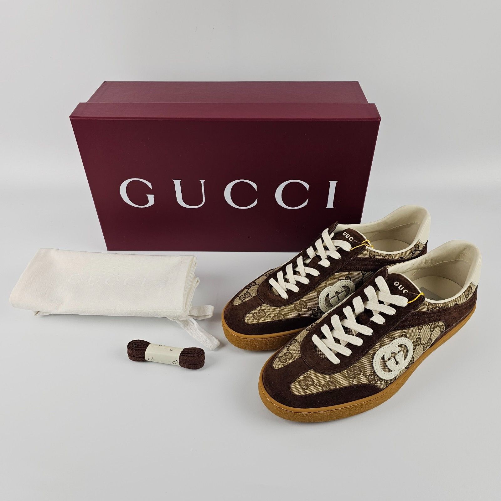 Gucci GUCCI Interlocking G75 $920 Men's Dark Brown Suede Sneakers Size US 10.5 / EU 43-44 - 3 Thumbnail