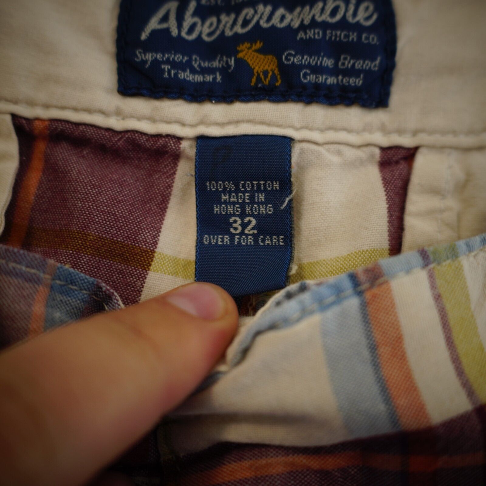 Abercrombie & Fitch Abercrombie Plaid Cream Red Multi-Colored High Rise Shorts 3 Size US 34 / EU 50 - 6 Thumbnail