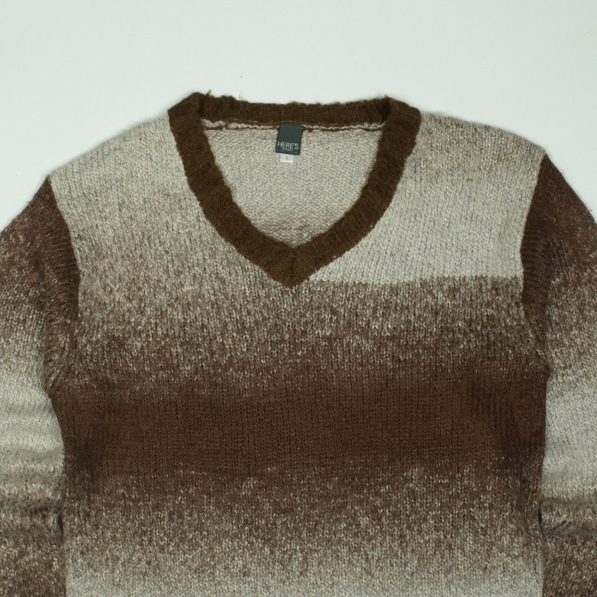 Aran Isles Knitwear *NoTariff Here's Japan Gradient Stripe Knitted Sweatshirt Size L / US 10 / IT 46 - 3 Thumbnail