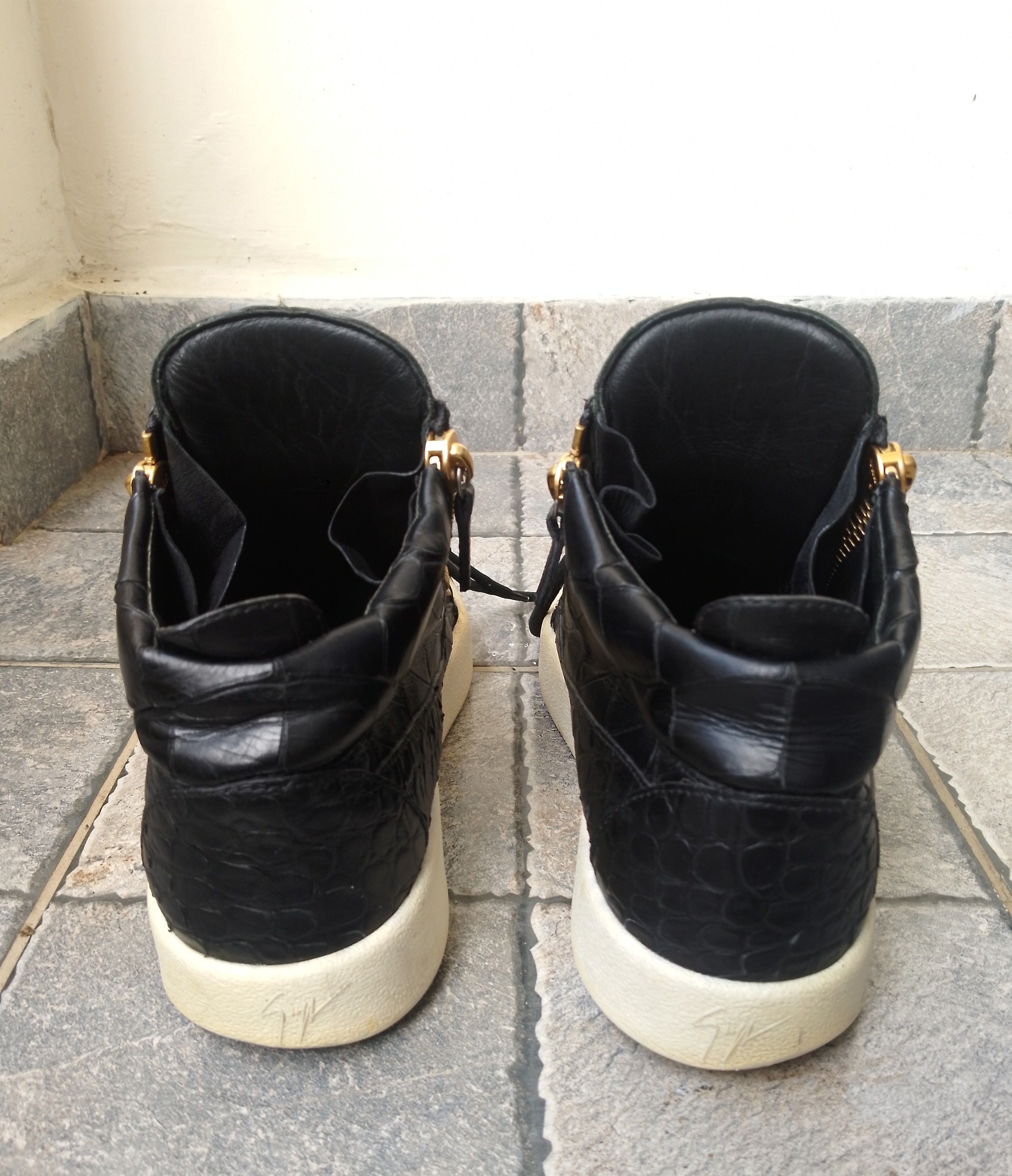 Giuseppe Zanotti Black crocodile embossed leather sneakers Size US 10.5 / EU 43-44 - 22 Thumbnail