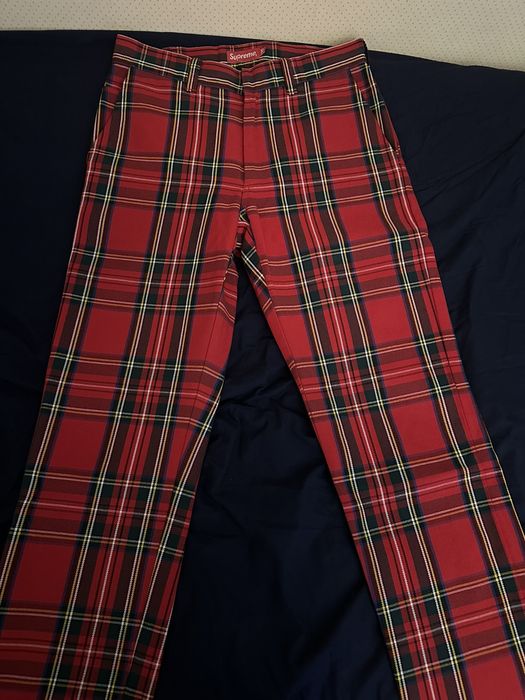 Supreme Supreme Red Tartan Plaid Work Pants | Grailed