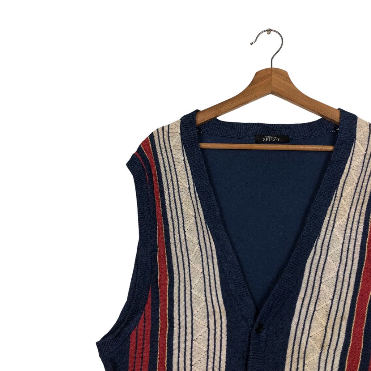 Japanese Brand Vintage Knit Sweater Tank Top Stripe Lindbergh Issey Miyake Size US L / EU 52-54 / 3 - 8 Thumbnail
