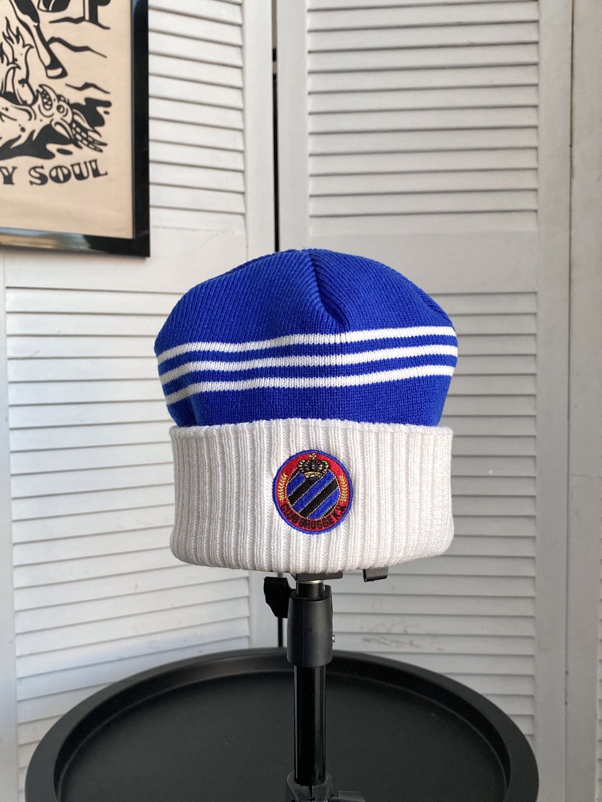 Adidas × Vintage Vintage 90s Adidas Club Brugge KV Soccer Striped Beanie Hat Size ONE SIZE - 6 Thumbnail