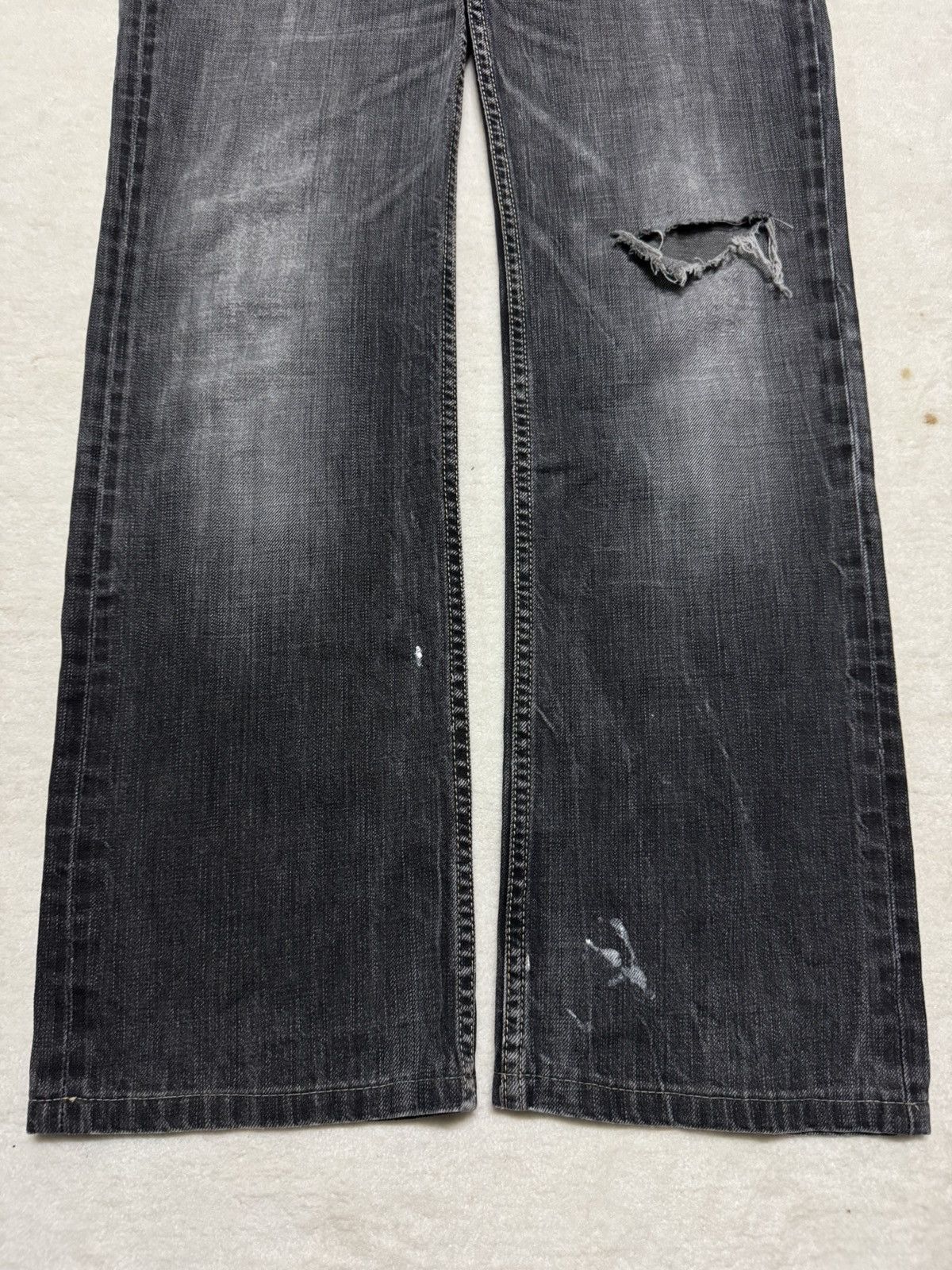 If Six Was Nine VINTAGE 1990s JAPAN RAGS FLARED GRUNGE CRAZY DISTRESS FADES Size US 32 / EU 48 - 2 Thumbnail