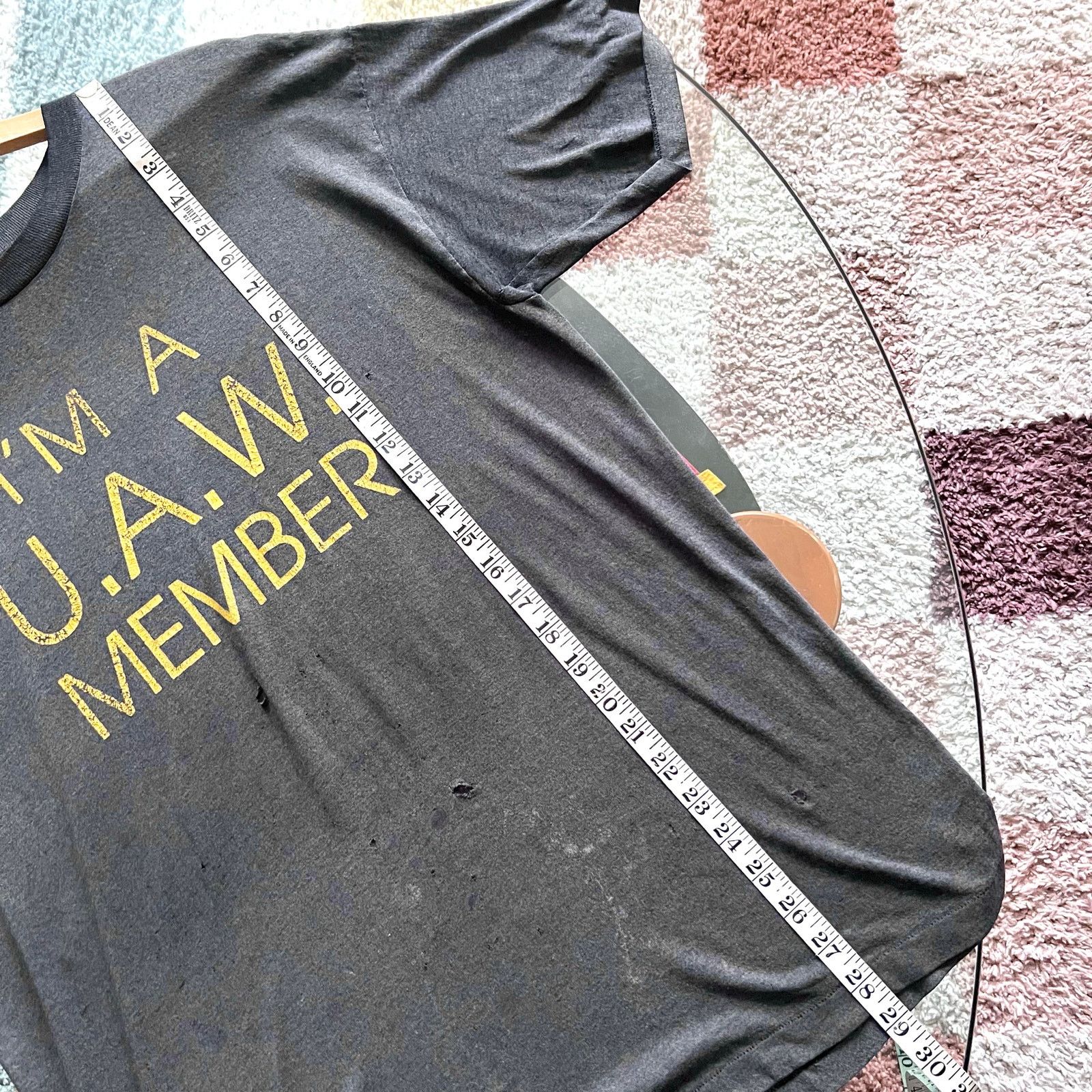 Vintage 1980s UAW Member T-Shirt | Thrashed Vintage Union Tee | L/XL Size US L / EU 52-54 / 3 - 15 Thumbnail
