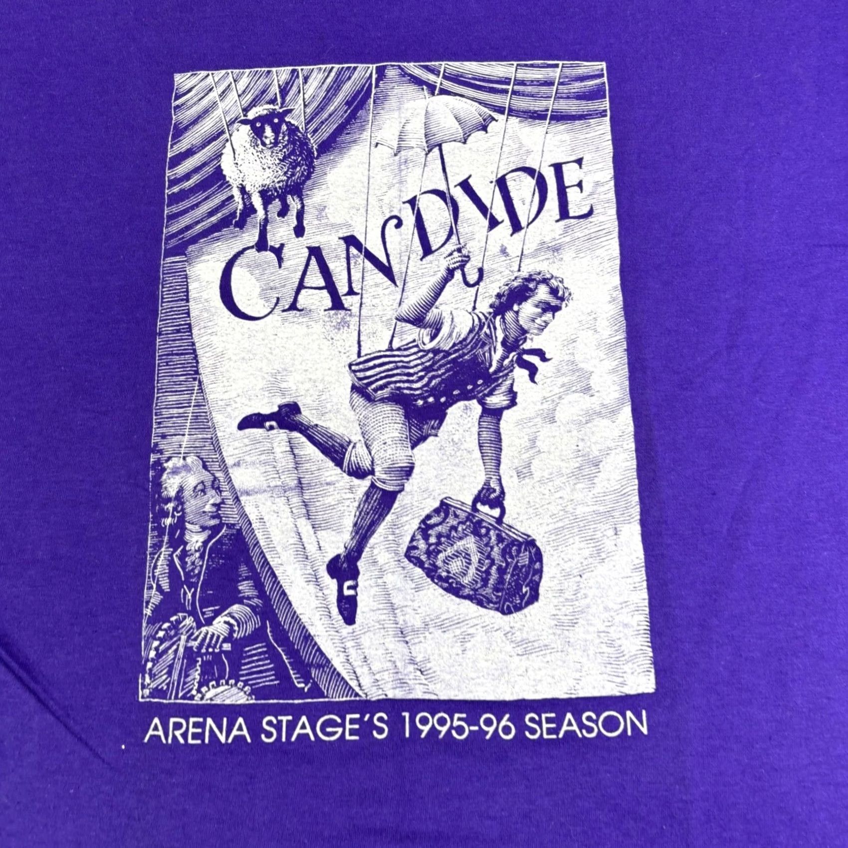 Vintage VINTAGE Arena Stage Candide 1995-96 Season T Shirt XL Purple Hanes Beefy Tee Men Size US XL / EU 56 / 4 - 6 Thumbnail