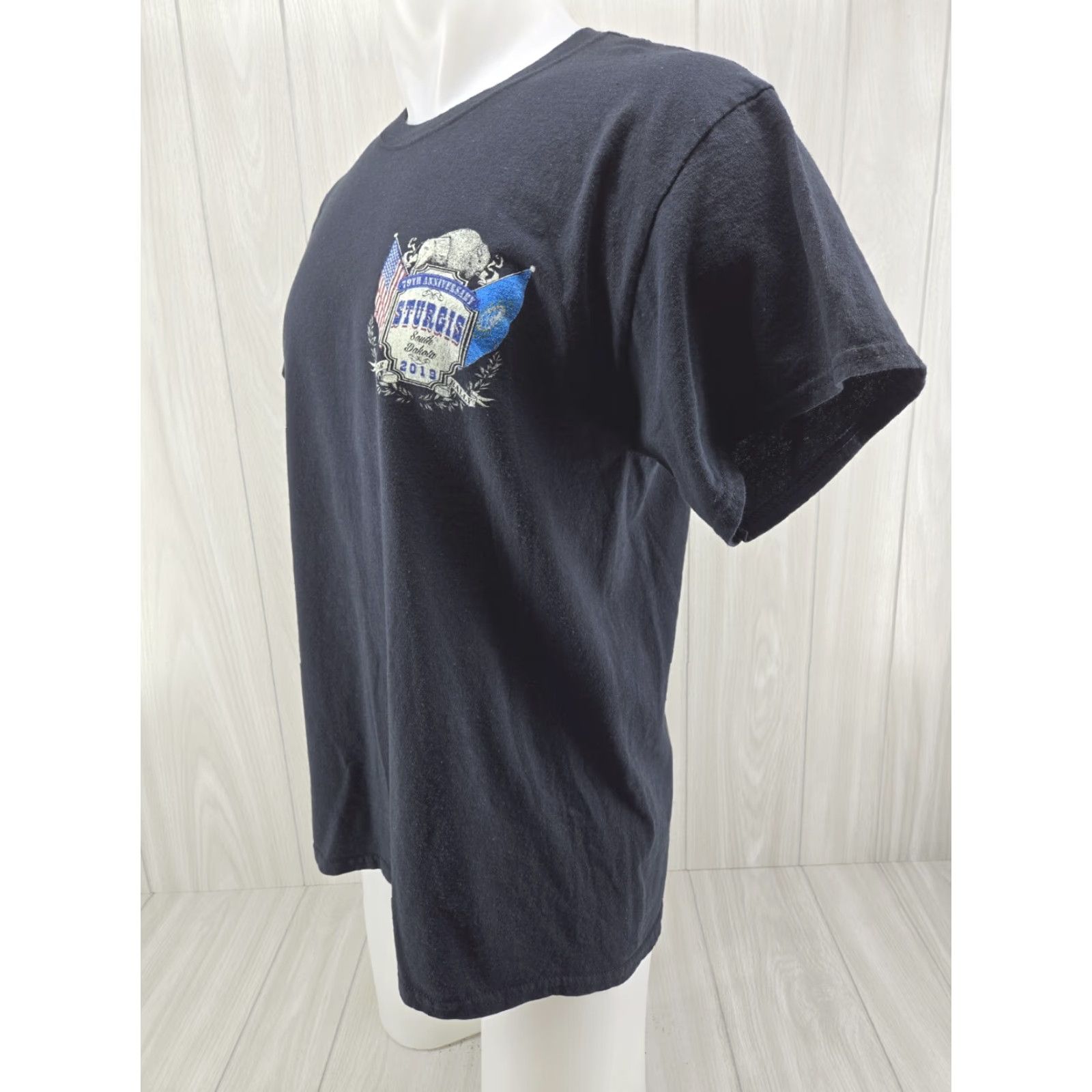 Gildan Sturgis T Shirt Large Black 2019 Rally Biker Motorcycle 79th Annual Gildan Ultra Cotton Mens T-Shirt Black Graphic Print Short Sleeve XS? Size US L / EU 52-54 / 3 - 3 Thumbnail