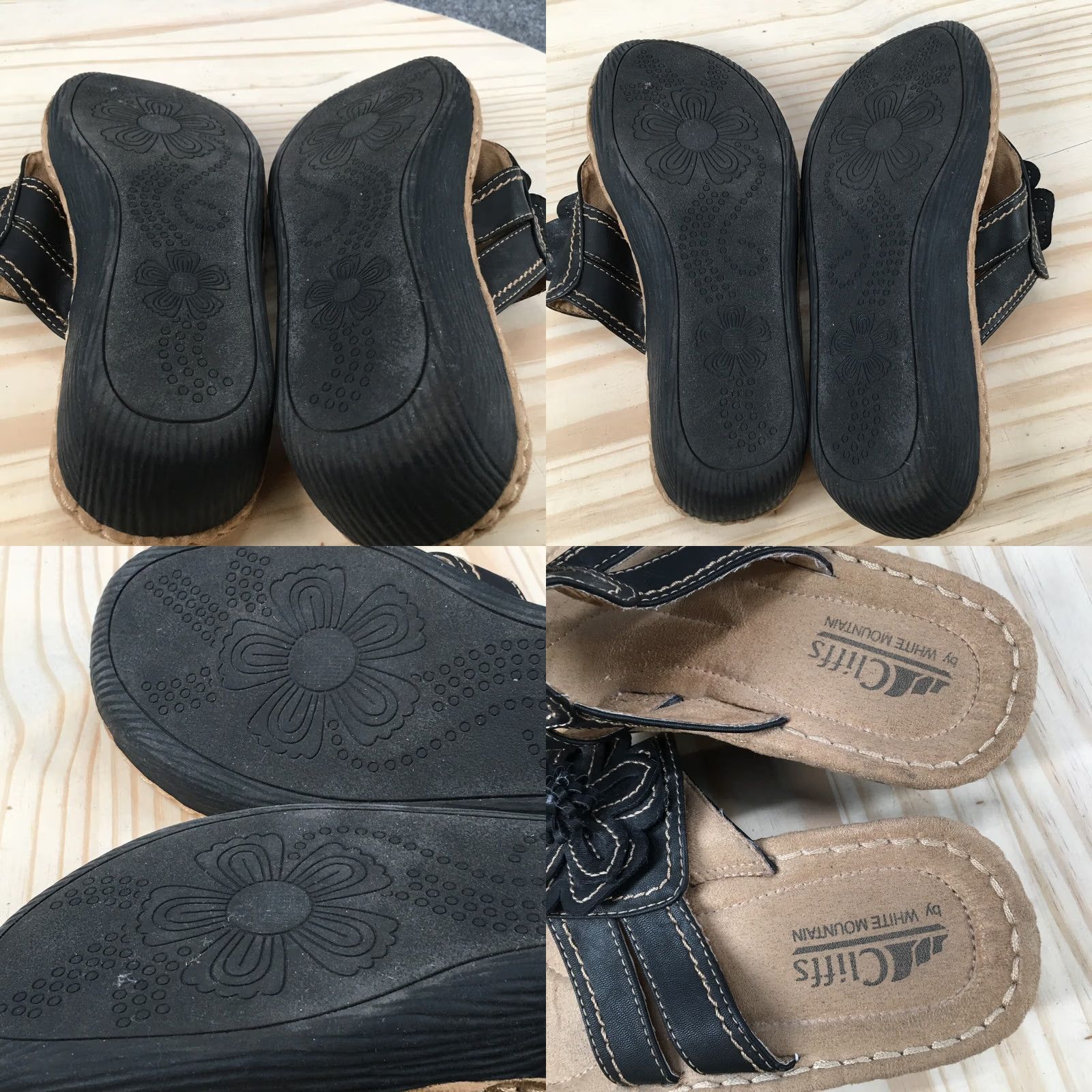 Vintage Cliffs by White Mountain Sandals Womens 7.5 M Carnation Flip Flop Black Slip On Wedge Comfort Casual Size US 8 / IT 38 - 8 Thumbnail