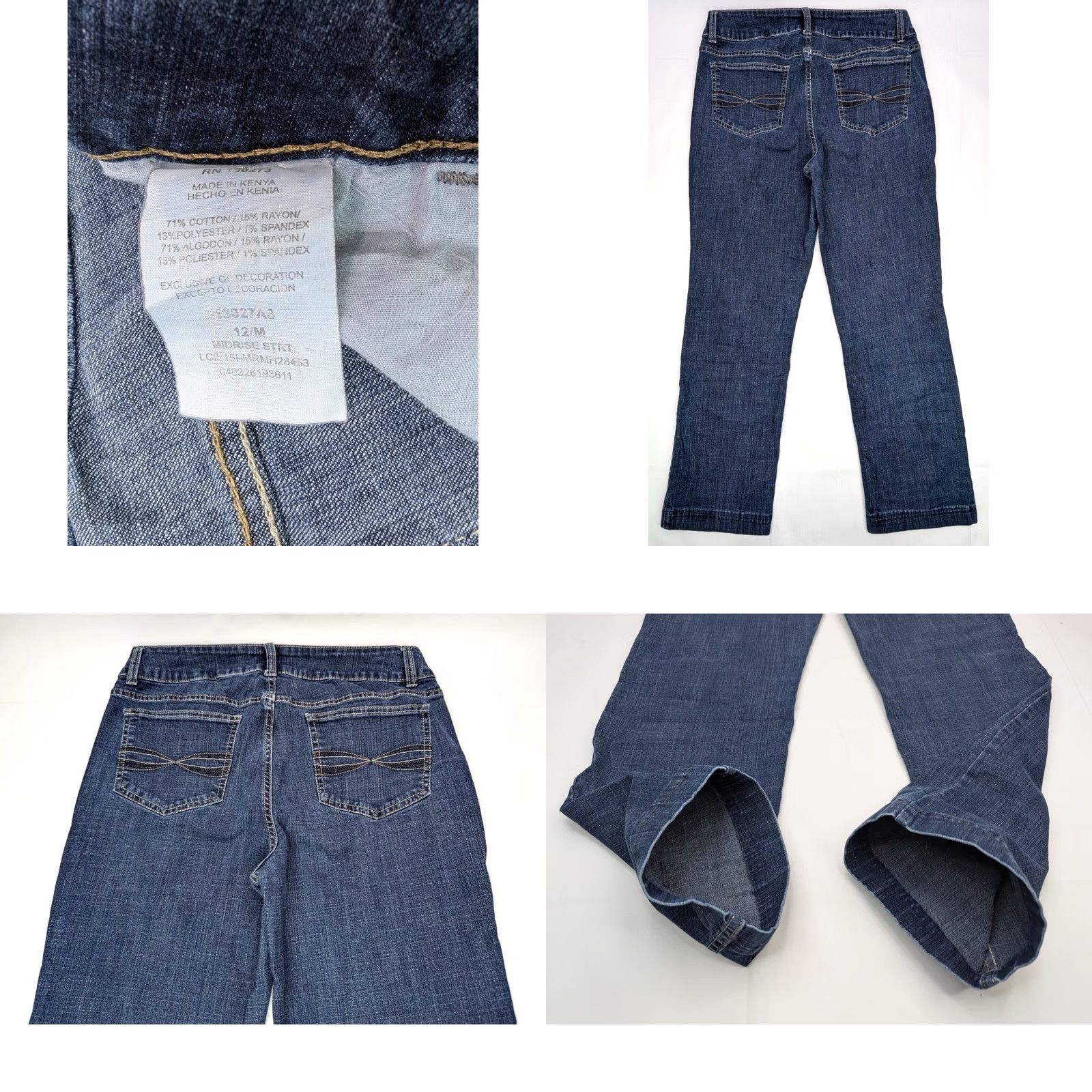 Lee LEE Riders Mid Rise Straight Leg Jeans Women 12M Blue Denim 32x28 Classic Fit Jeans Size 34" / US 12 / IT 48 - 8 Thumbnail