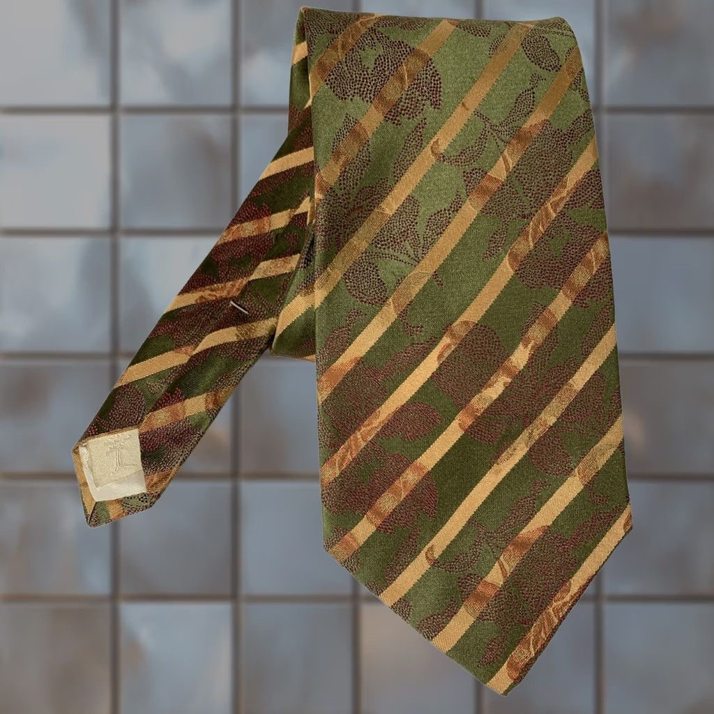 Tommy Bahama Tommy Bahama Silk Tie Stripe Floral Green Gold Made in the USA necktie Size ONE SIZE - 1 Thumbnail
