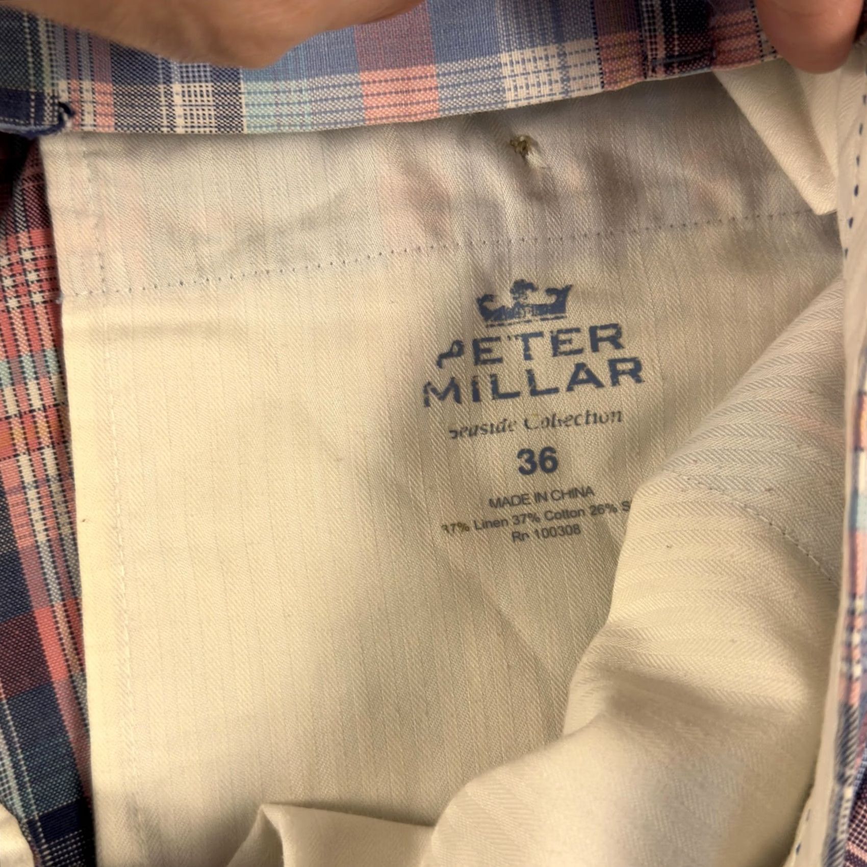 Peter Millar Peter Millar Mens Chino Shorts 36 Pastel Plaid Linen Cotton 9 Inch Seaside Size US 36 / EU 52 - 3 Thumbnail