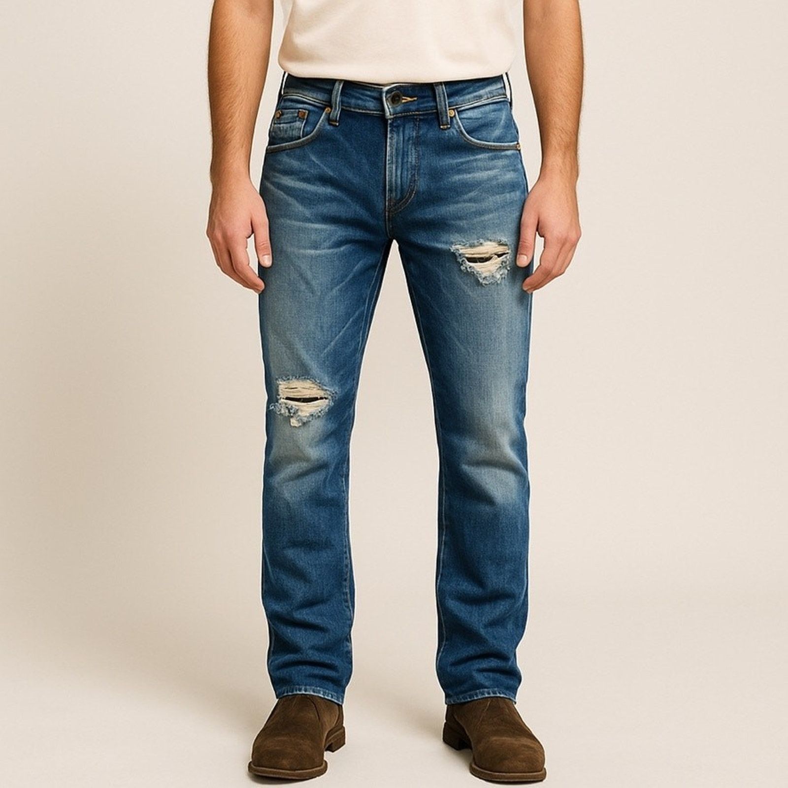 PRPS Selvedge Distressed Button Fly Jeans 31 Slim Straight