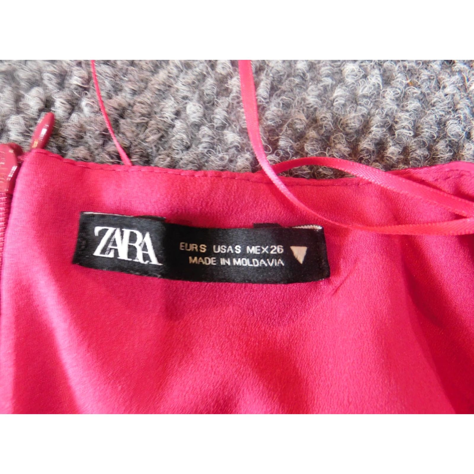 Zara Zara Dress Mini Dress S Pink A-line ruched v-neck Dolman Sleeve Polyester Rayon solid long sleeve Women Size S / US 4 / IT 40 - 7 Thumbnail