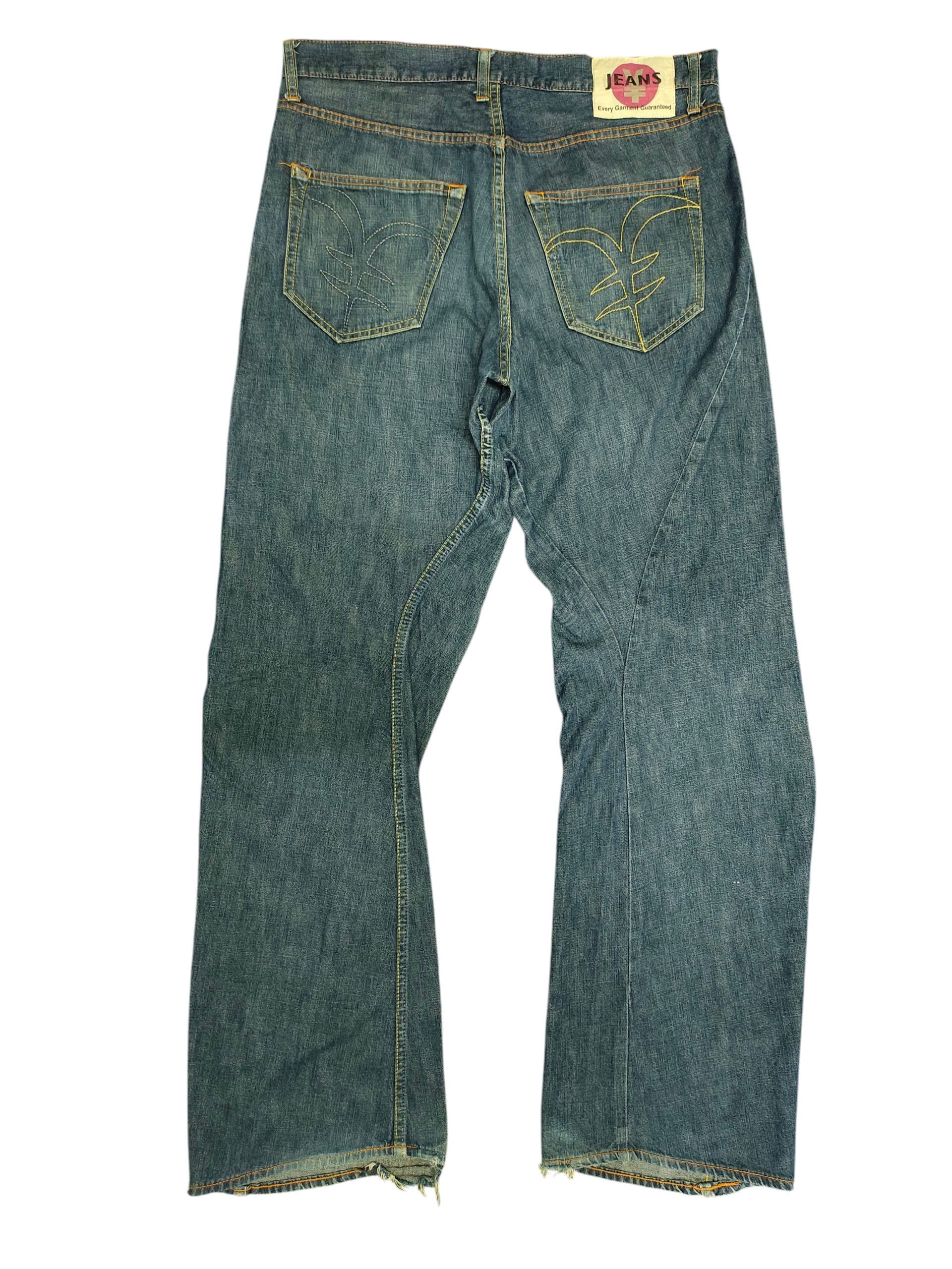 Vintage 90s Yen Jeans Japan Kanji Logo asymmetrical Jeans