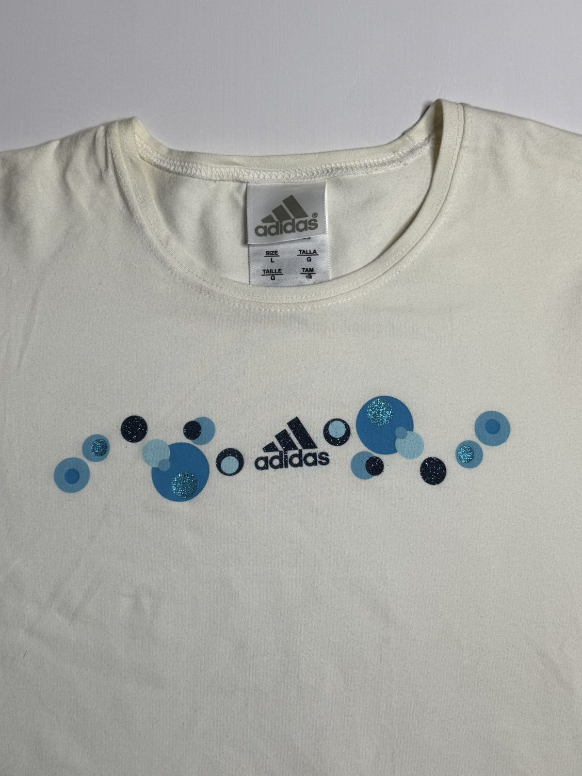 Vintage VINTAGE Y2K Women’s Adidas Bubbles Tee “White” (L) PREOWNED Size L / US 10 / IT 46 - 3 Thumbnail