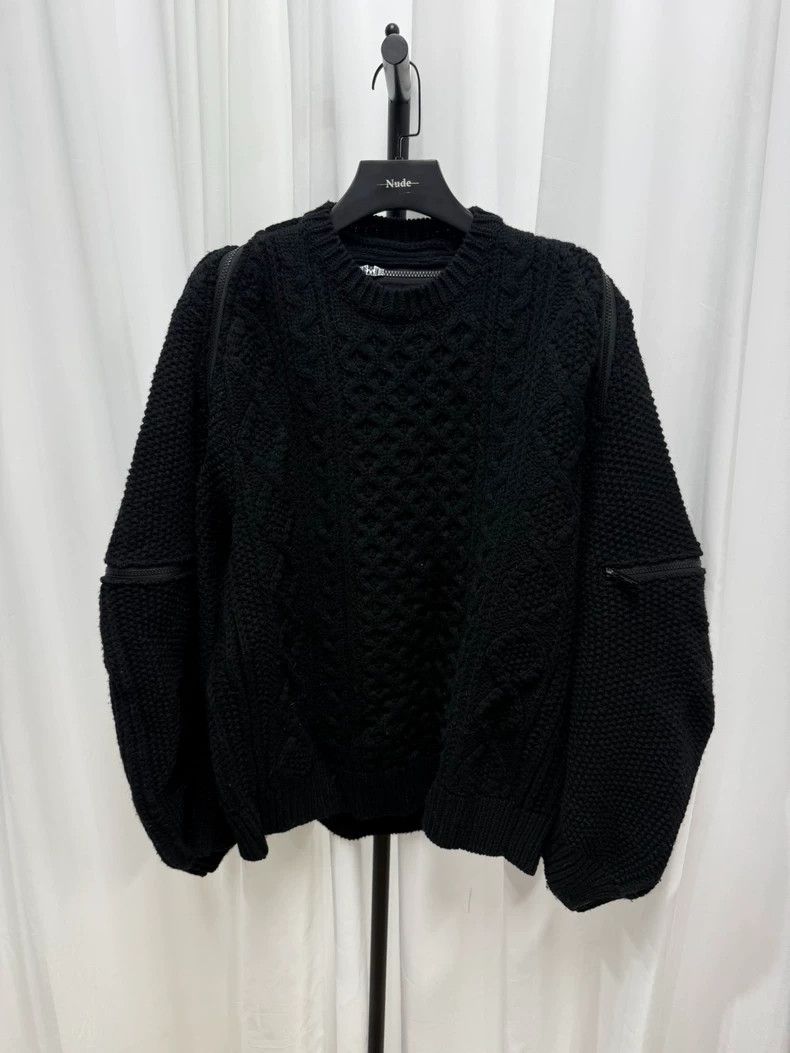 Takahiromiyashita The Soloist. Black Zip Detail Knit Sweater- DMC Size US L / EU 52-54 / 3 - 1 Thumbnail