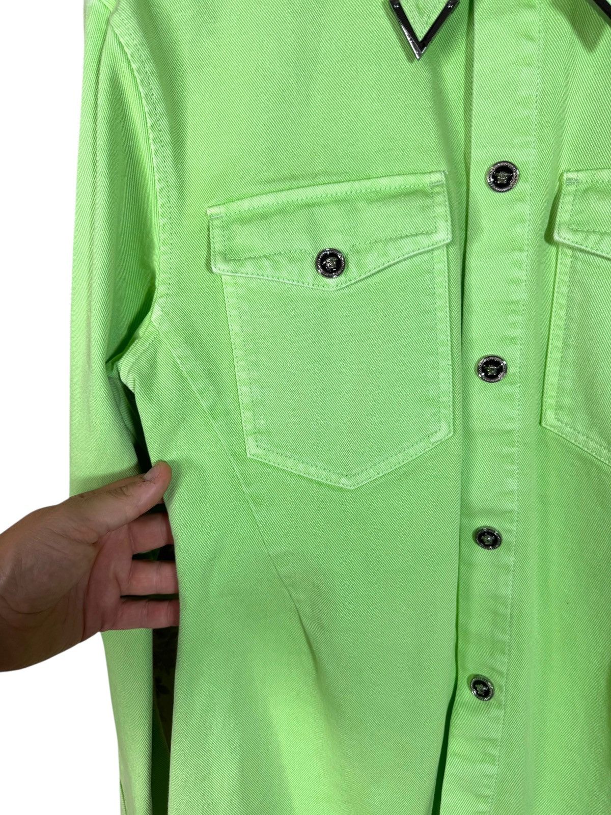 Versace Versace Lime Green Denim Shirt Jacket with Metal Details Size US M / EU 48-50 / 2 - 2 Thumbnail