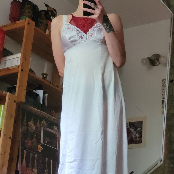 Vintage Reitmans Vintage 70s Rosebud Slip Dress Whipped Cream - 36 Size ONE SIZE - 7 Thumbnail