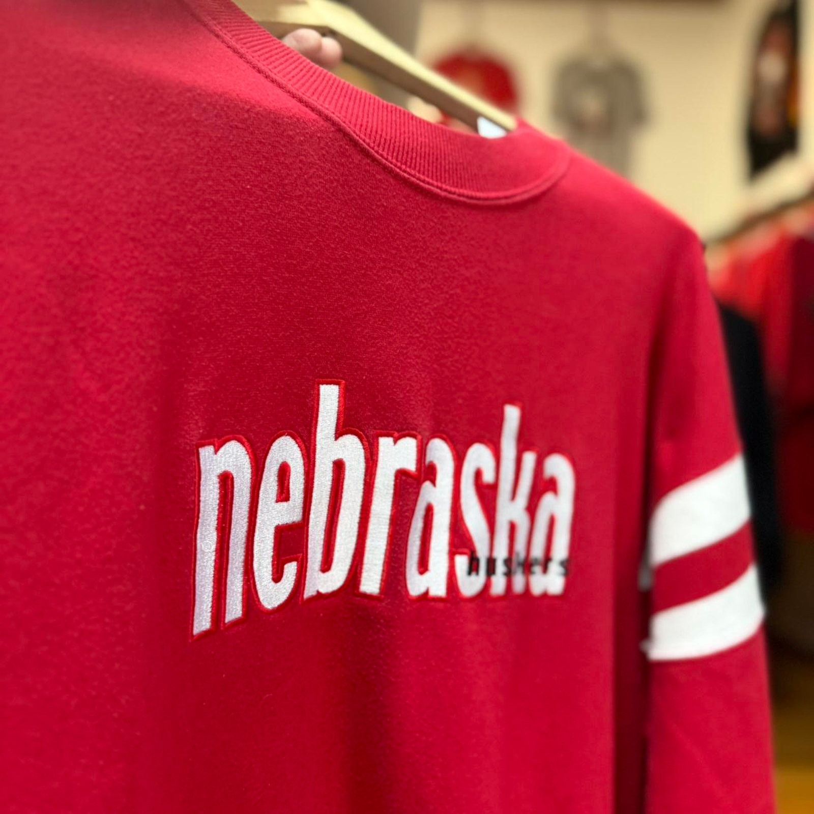 Vintage Vintage 90s Nebraska Huskers Striped Sleeve Crewneck Size US M / EU 48-50 / 2 - 4 Thumbnail