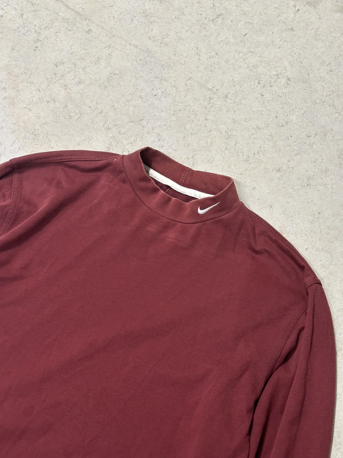 Nike × Vintage Vintage Nike Burgandy Mock Neck Long Sleeve Size US M / EU 48-50 / 2 - 3 Thumbnail