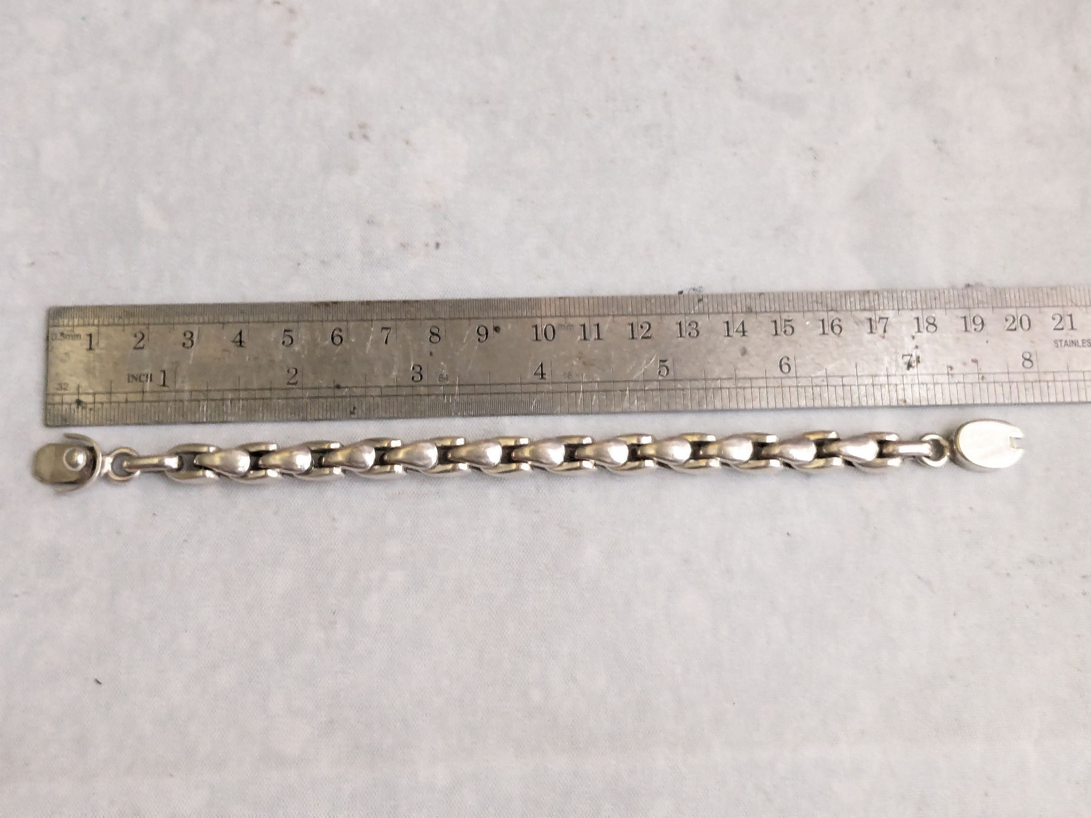 Jewelry Vintage Sterling Silver Bracelet Box Link Wheat Foxtail 6.5" Size ONE SIZE - 16 Thumbnail
