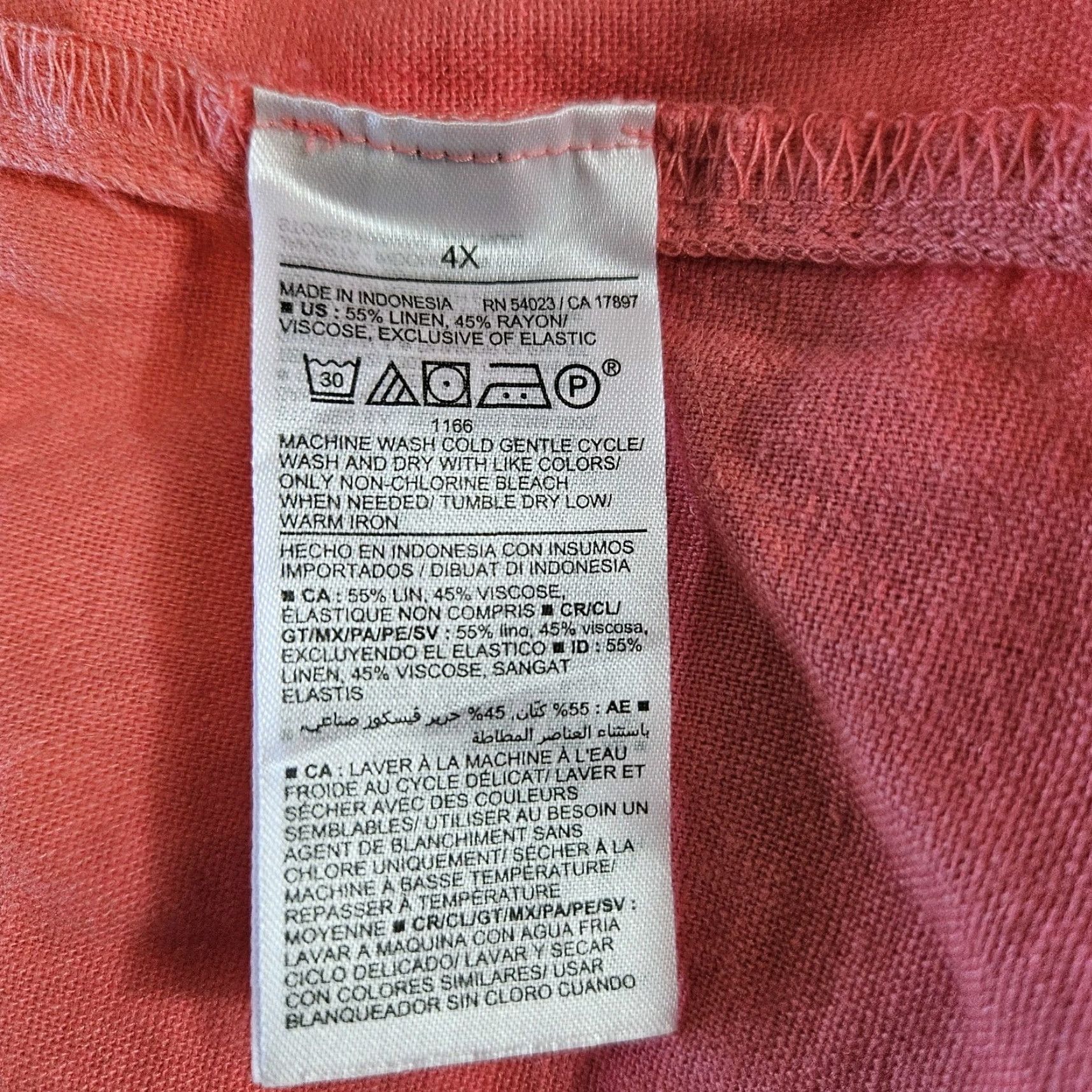 Old Navy Old Navy Dress Womens Sz 4X Solid Pink Tie Back Linen Blend Smocked V-Neck Size XXL / US 16-18 / IT 52-54 - 5 Thumbnail
