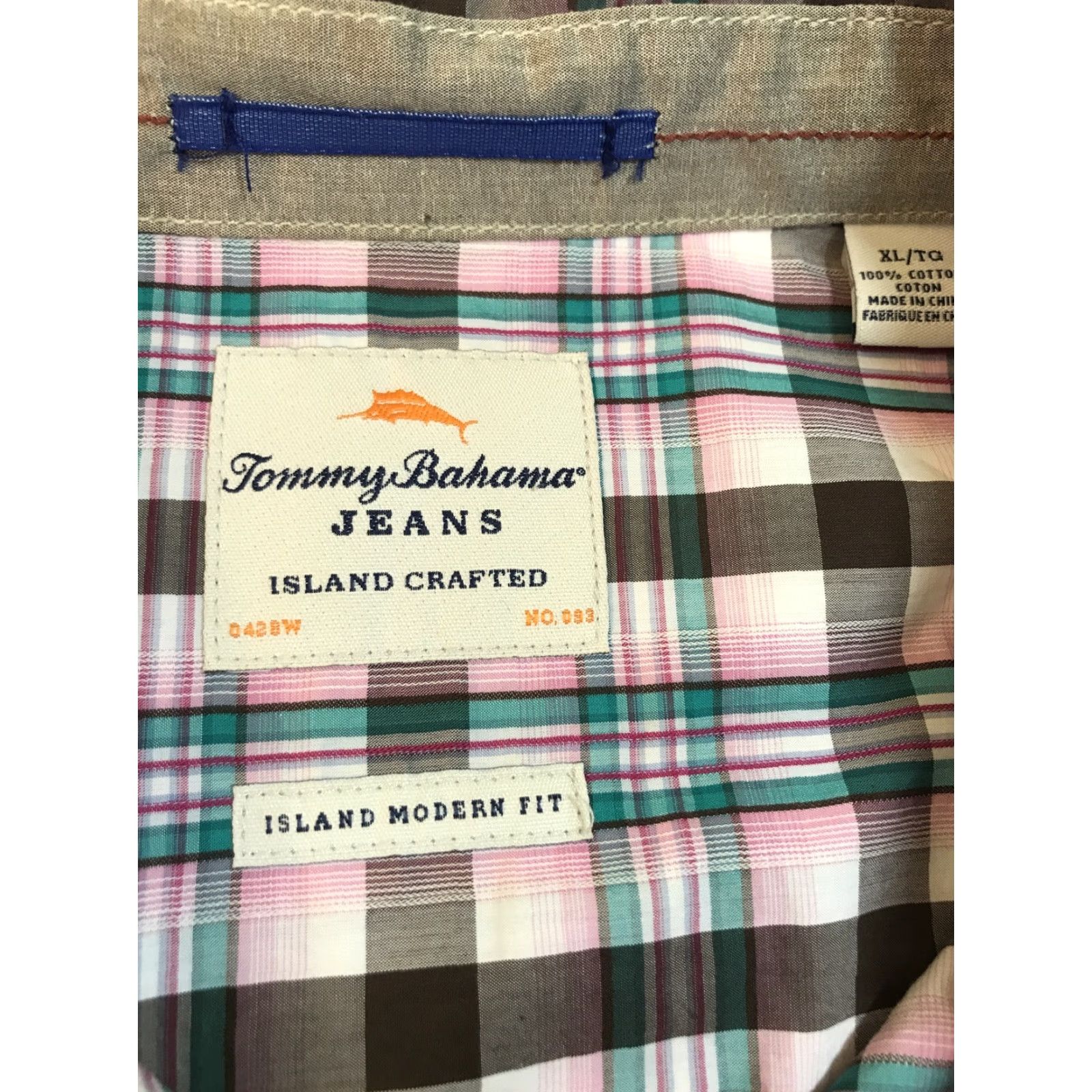 Tommy Bahama Tommy Bahama Shirt Mens Island Modern Fit XL Plaid Long Sleeve Button-Up Cotton Knit Multicolor Blue Collar Spread Casual Size US XL / EU 56 / 4 - 3 Thumbnail