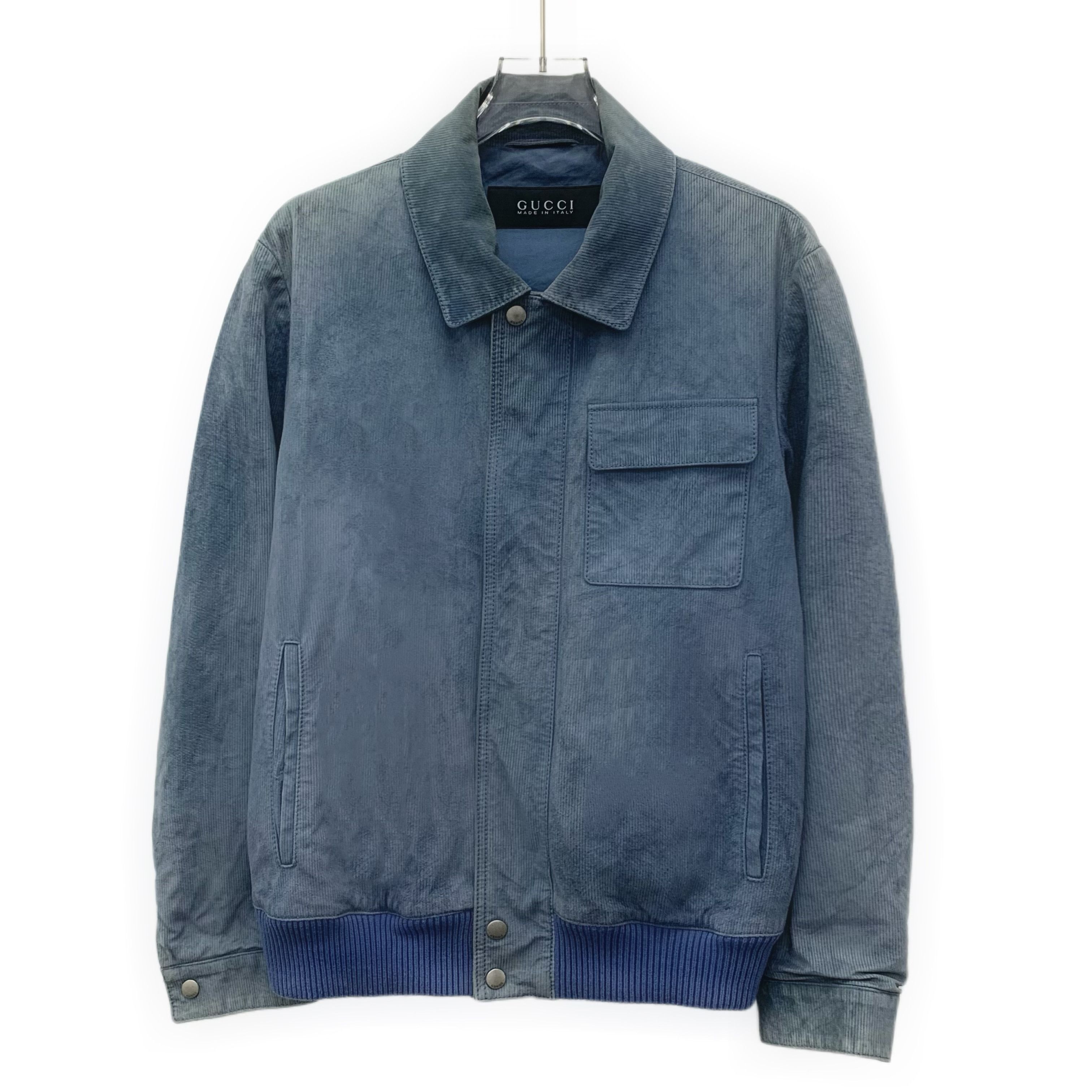 Gucci Gucci Blue Leather Button-Up Jacket (Size 48 M) Size US M / EU 48-50 / 2 - 1 Thumbnail
