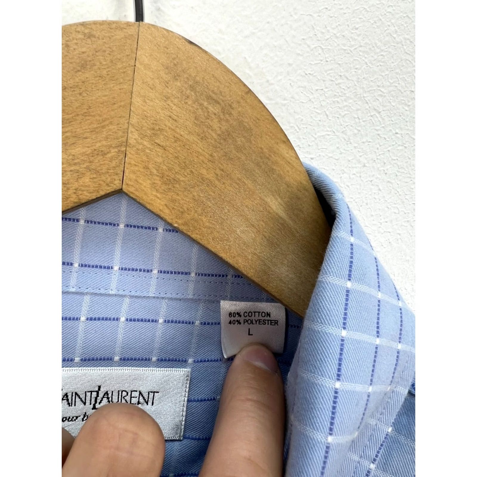 Yves Saint Laurent Yves Saint Laurent Shirt Men Long Sleeve Button-Up Size L Blue Vtg Size US L / EU 52-54 / 3 - 6 Thumbnail