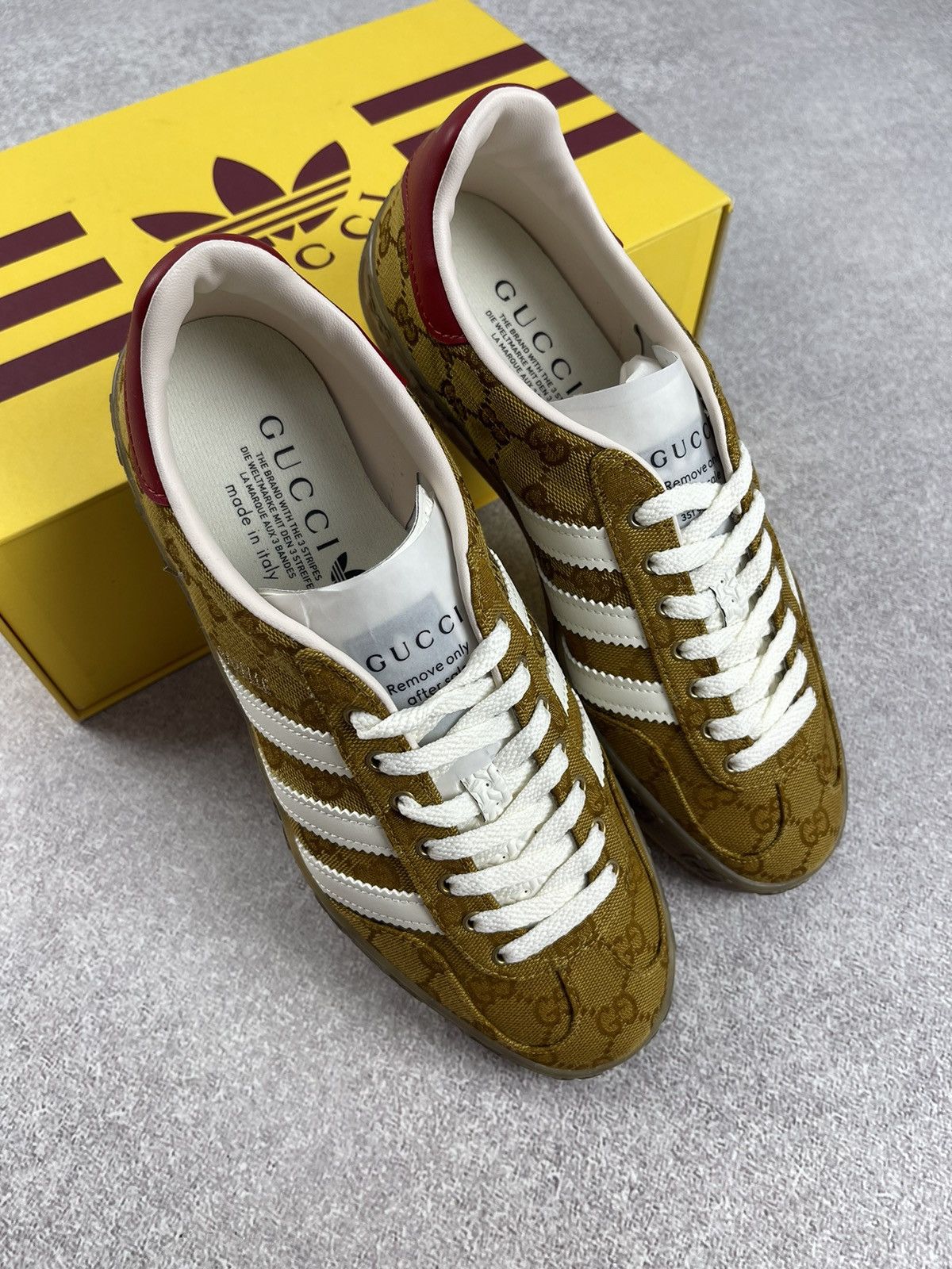 Gucci Adidas × Gucci Gazelle GG Monogram Sneakers Size 41 1/3 Size US 9 / IT 39 - 3 Thumbnail