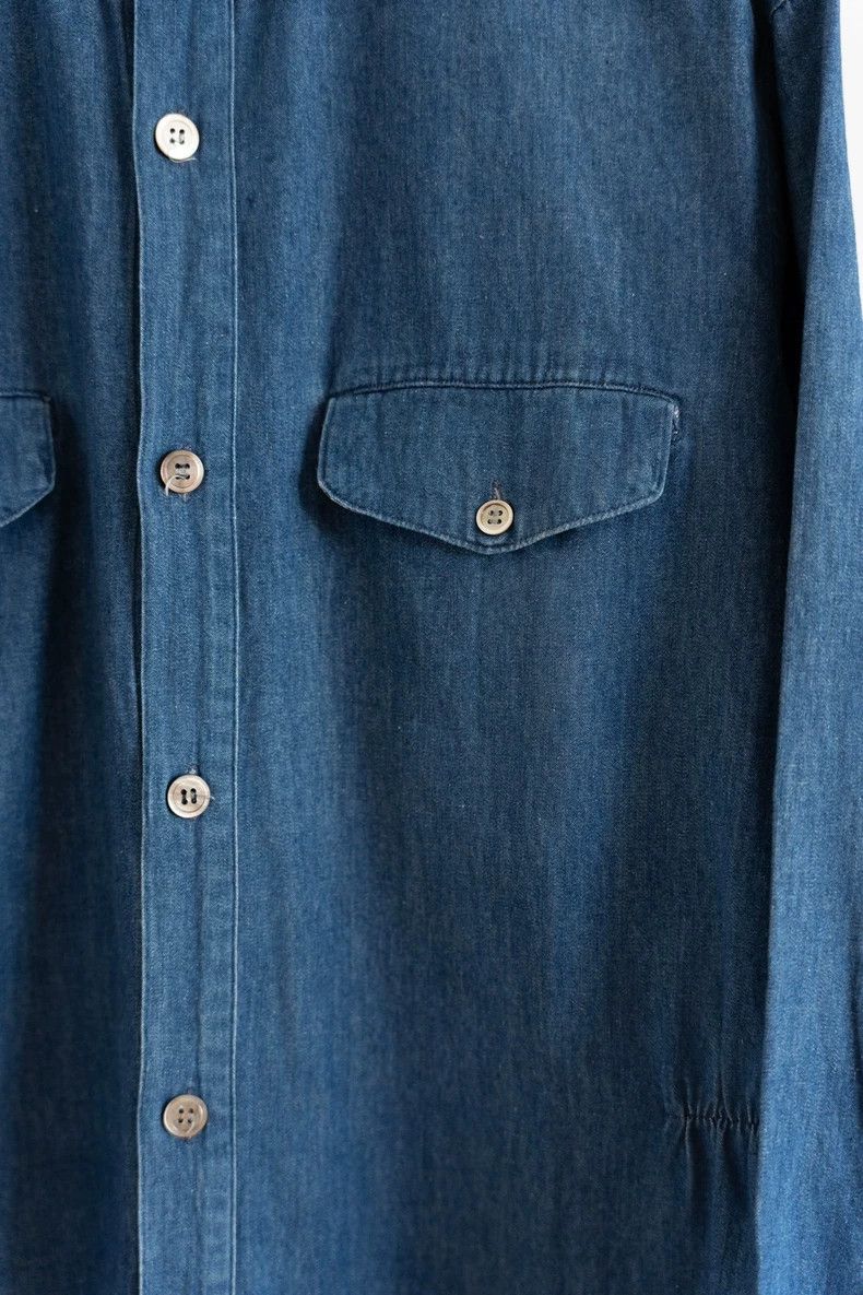 Yohji Yamamoto Yohji Yamamoto size os 90s Floral Neck Denim Shirt Size US M / EU 48-50 / 2 - 5 Thumbnail