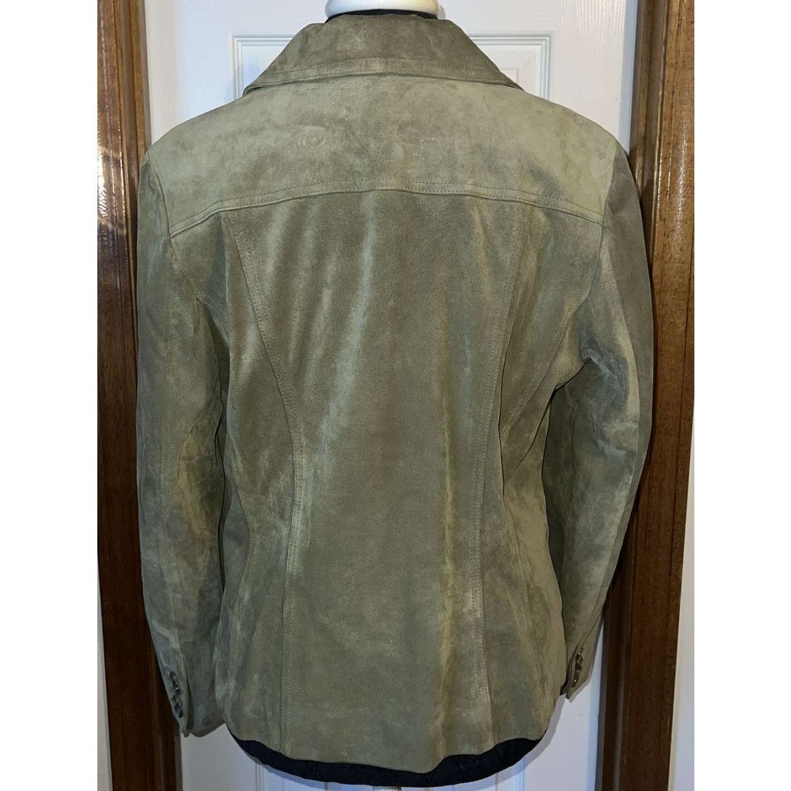 Ann Taylor Ann Taylor Women's Olive Green Suede Leather Blazer - Size L Size L / US 10 / IT 46 - 3 Thumbnail